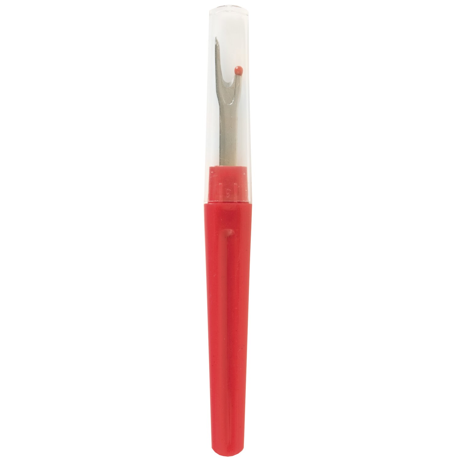 Nahttrenner 11,5cm von Rico Design, ergonomisches Handwerkzeug mit rotem Griff und transparenter Schutzkappe zum präzisen Auftrennen von Nähten