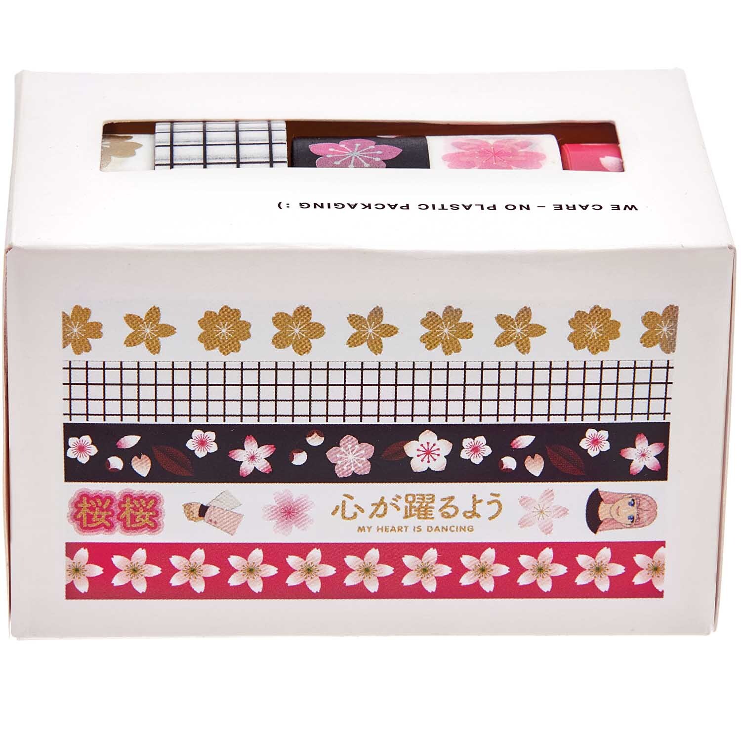 Paper Poetry Tape Set Manga, 5-teilig, zeigt dekorative Bänder mit Blumen- und Manga-Motiven. Ideal für kreative Projekte.