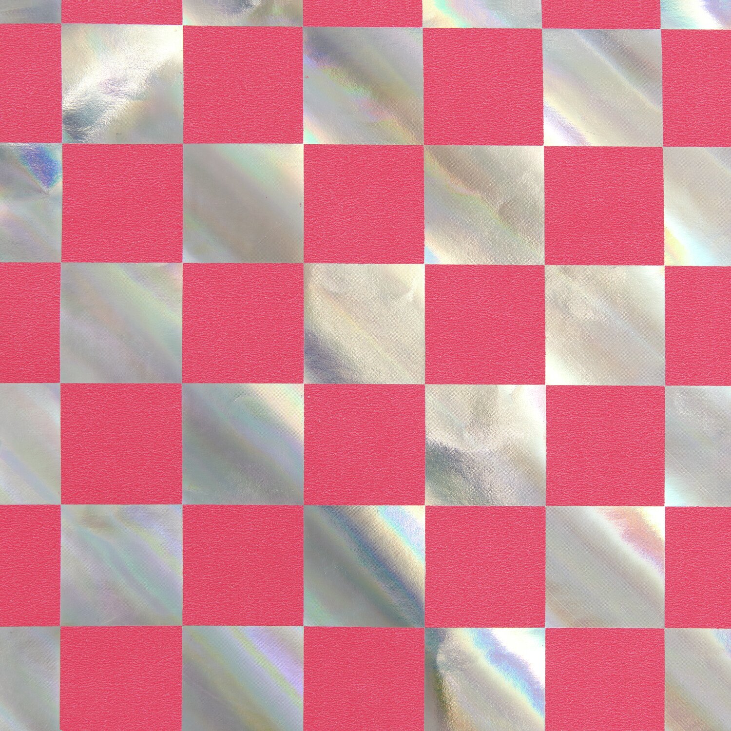 Paper Poetry Geschenkpapier Schachbrett mit neonpinken und silbernen Quadraten, 200x70cm.