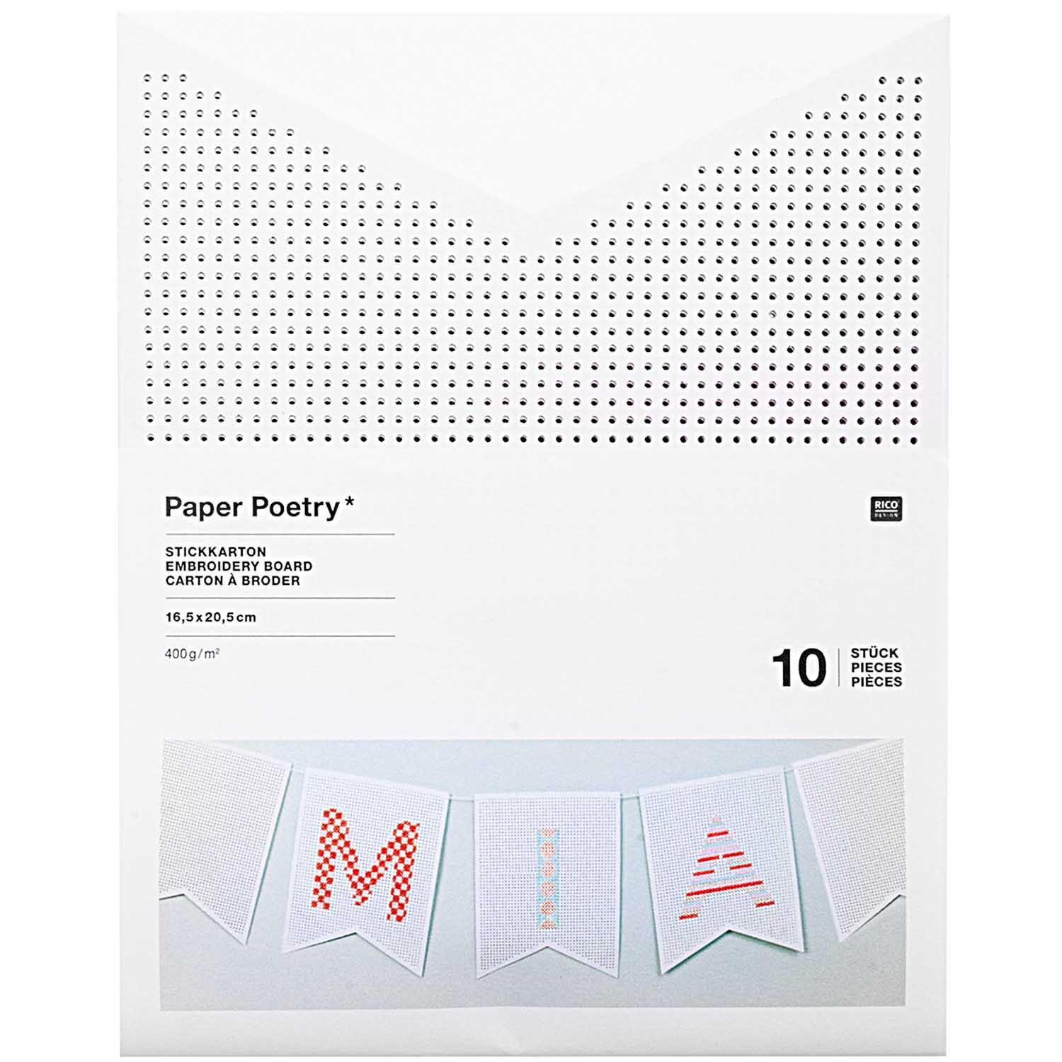 Paper Poetry Stickkarton Girlande Fähnchen 10 Stück von Rico Design