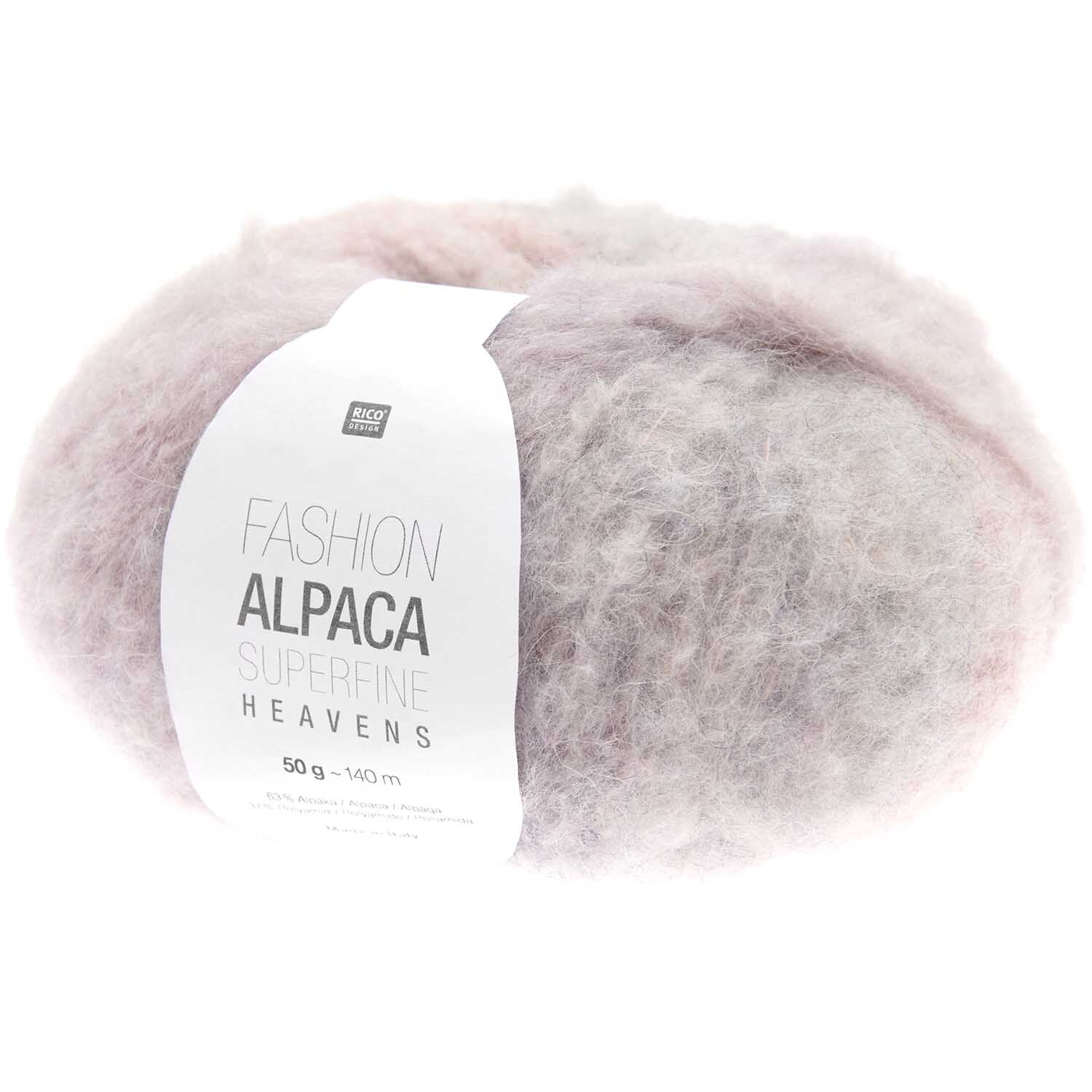 Fashion Alpaca Superfine Heavens Wolle in sanften Pastelltönen, 50g, 140m, ideal für Strickprojekte.