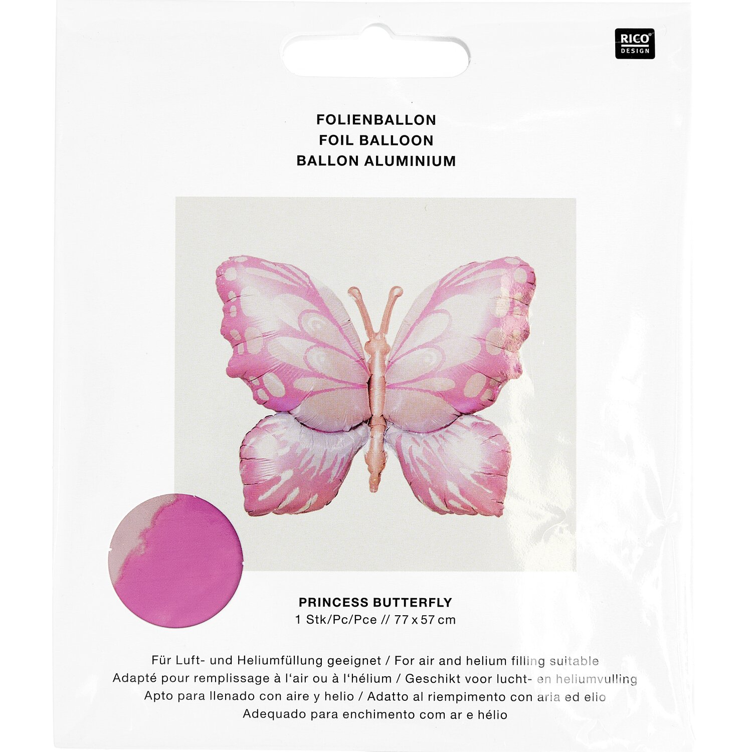 Folienballon Schmetterling Pink/Orange 77x57cm von Rico Design