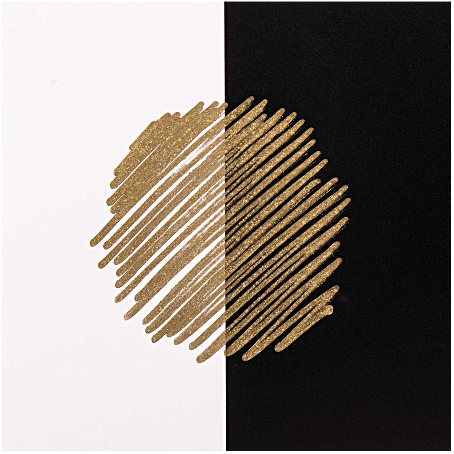 Lackmarker 0,8mm: Goldene Linien auf schwarzem und weißem Hintergrund, von Rico Design.