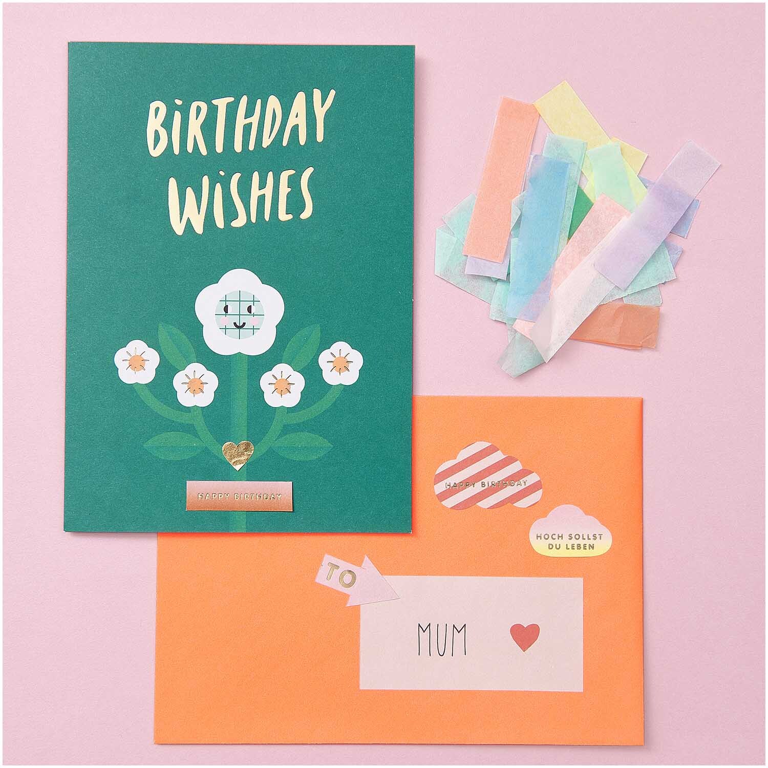 Paper Poetry Grußkartenset Birthday Wishes mit farbenfrohen Karten und Umschlägen von Rico Design. Ideal für Geburtstagsgrüße an die Familie.