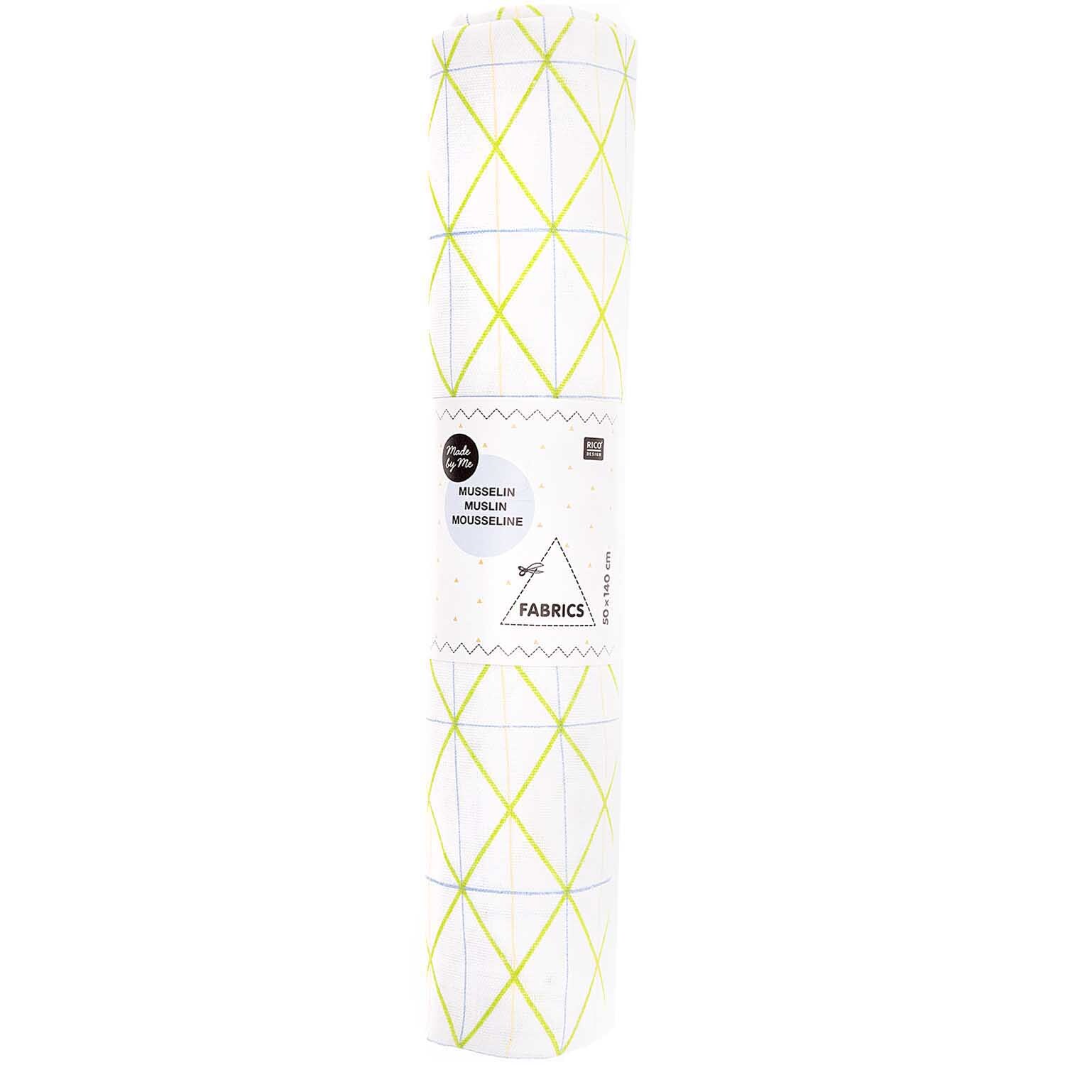 Musselin-Druckstoff Bunny Hop Raster weiß 50x140cm von Rico Design