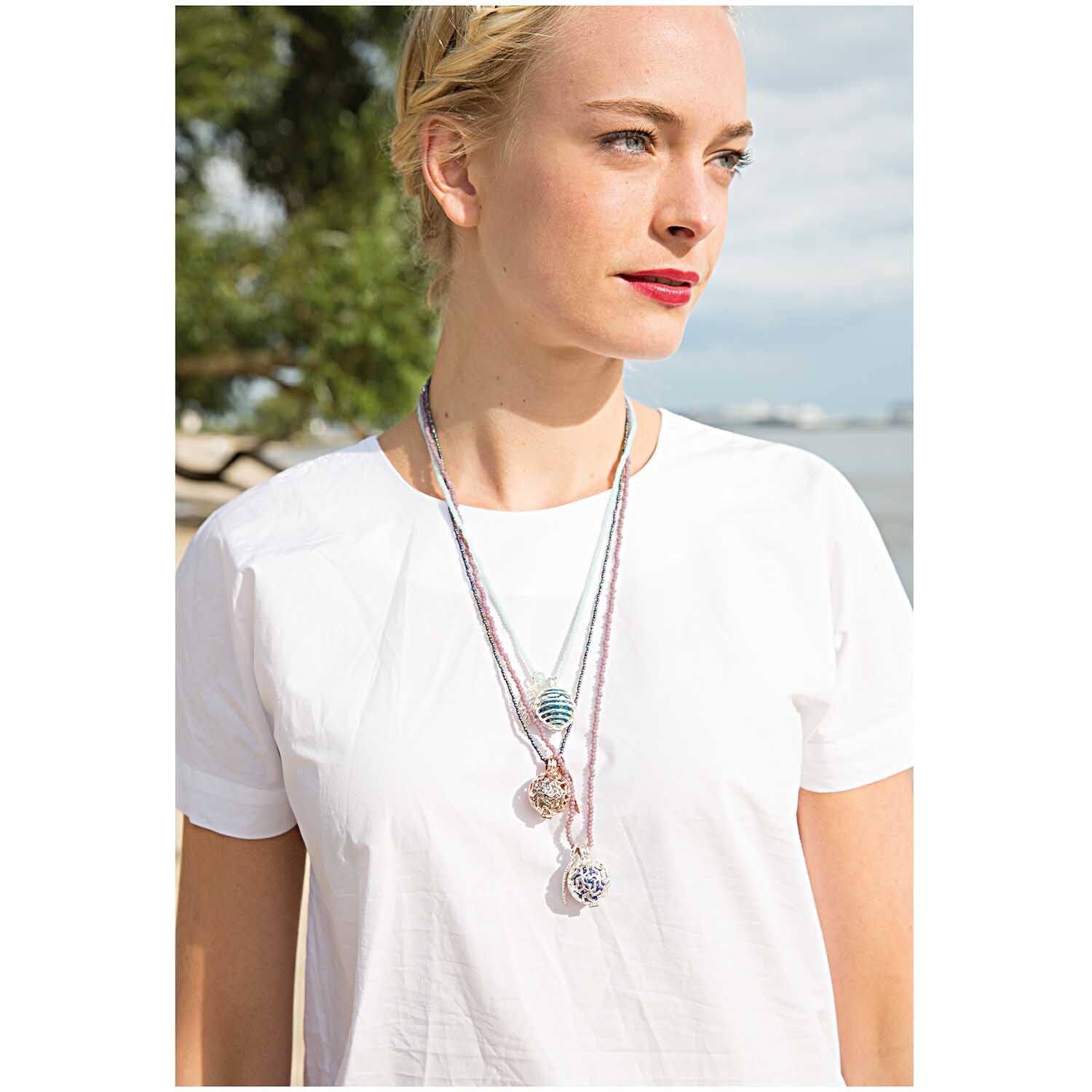 Rocailles Kette mehrfarbig blau 70cm von Rico Design