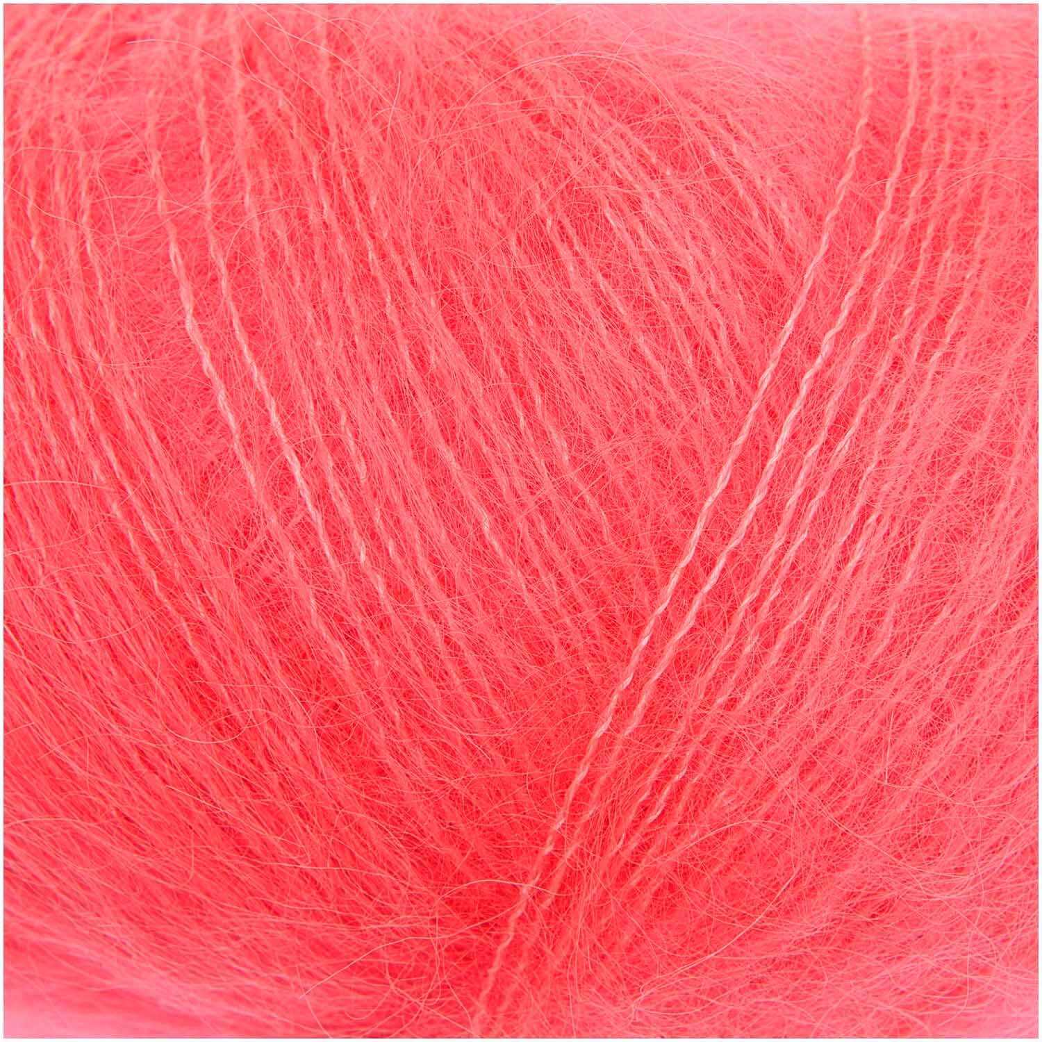 Essentials Super Kid Mohair Loves Silk: Weiches Garn in Neon-Rot von Rico Design, ideal für leichte Strickprojekte, 25g 200m.