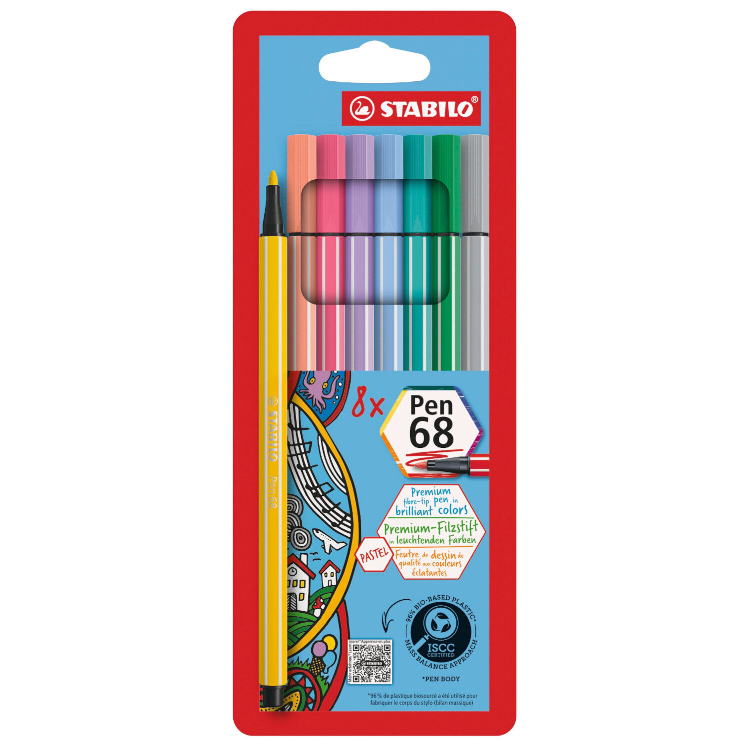 Pen 68 Pastellfarben im Etui 8 Farben, STABILO. Buntstifte in sanften Tönen, ideal für kreative Projekte.