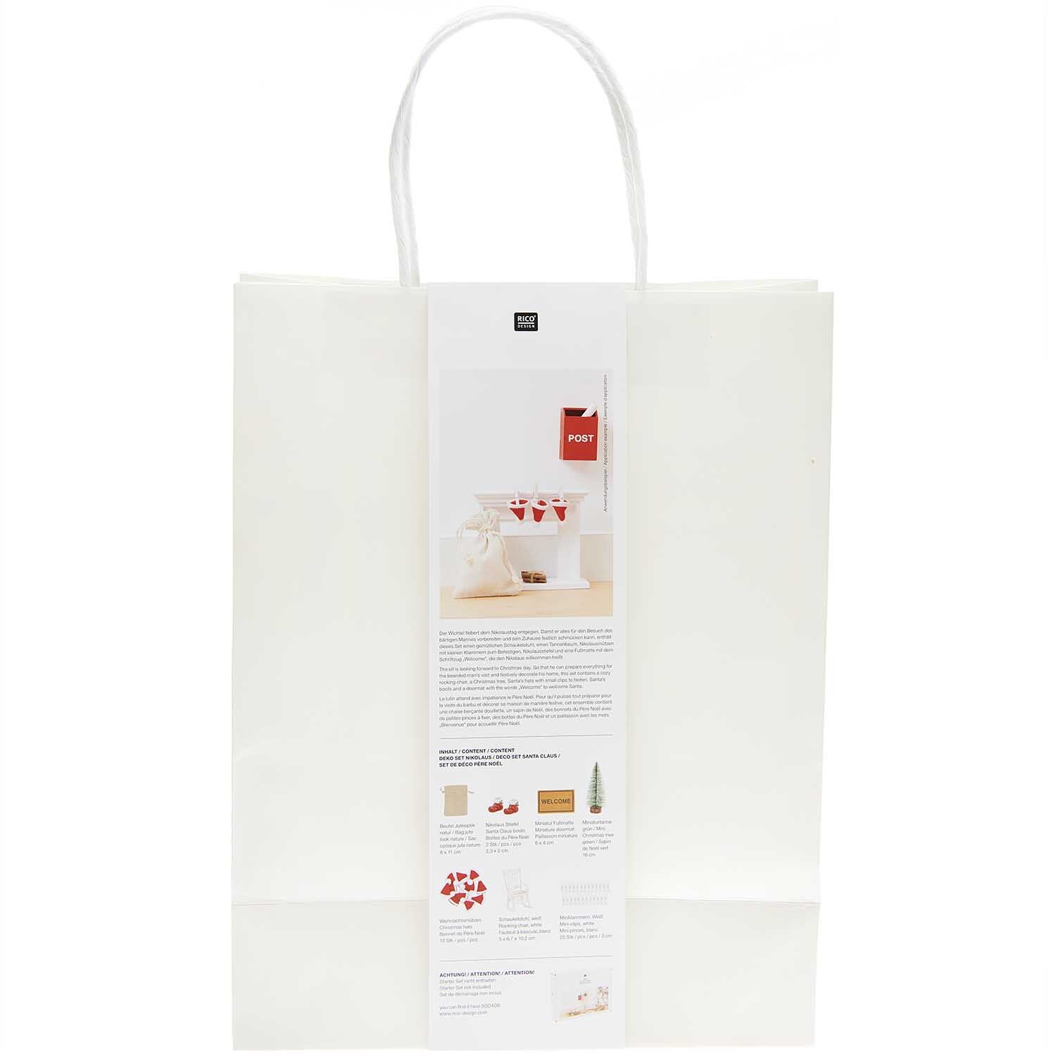Wichtelwelt Deko Set Nikolaus in einer weißen Verpackung von Rico Design, ideal für festliche Dekorationen.
