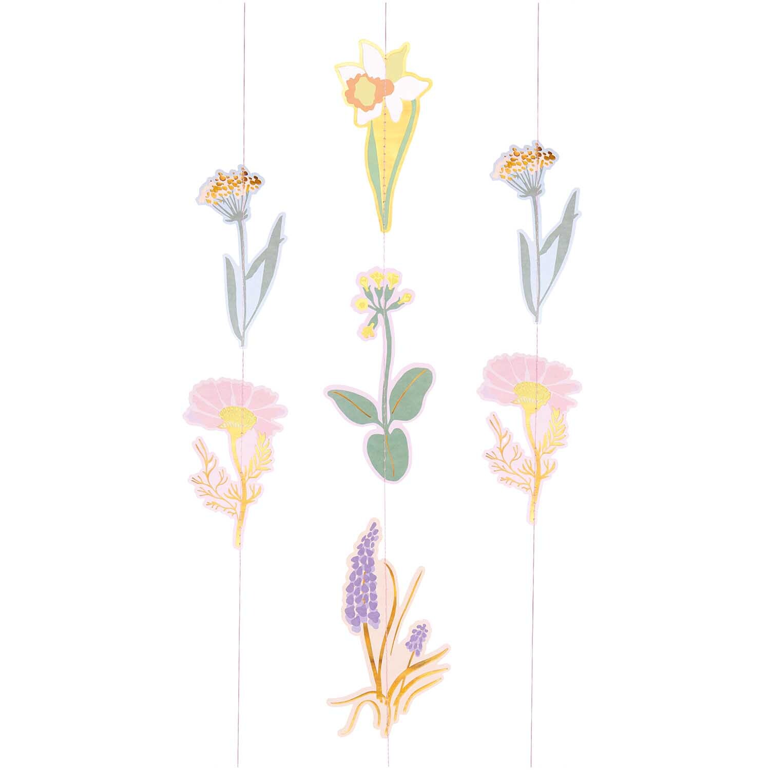 Paper Poetry genähte Girlande Osterwiese mit bunten Blumenmotiven von Rico Design, 2,3m lang.