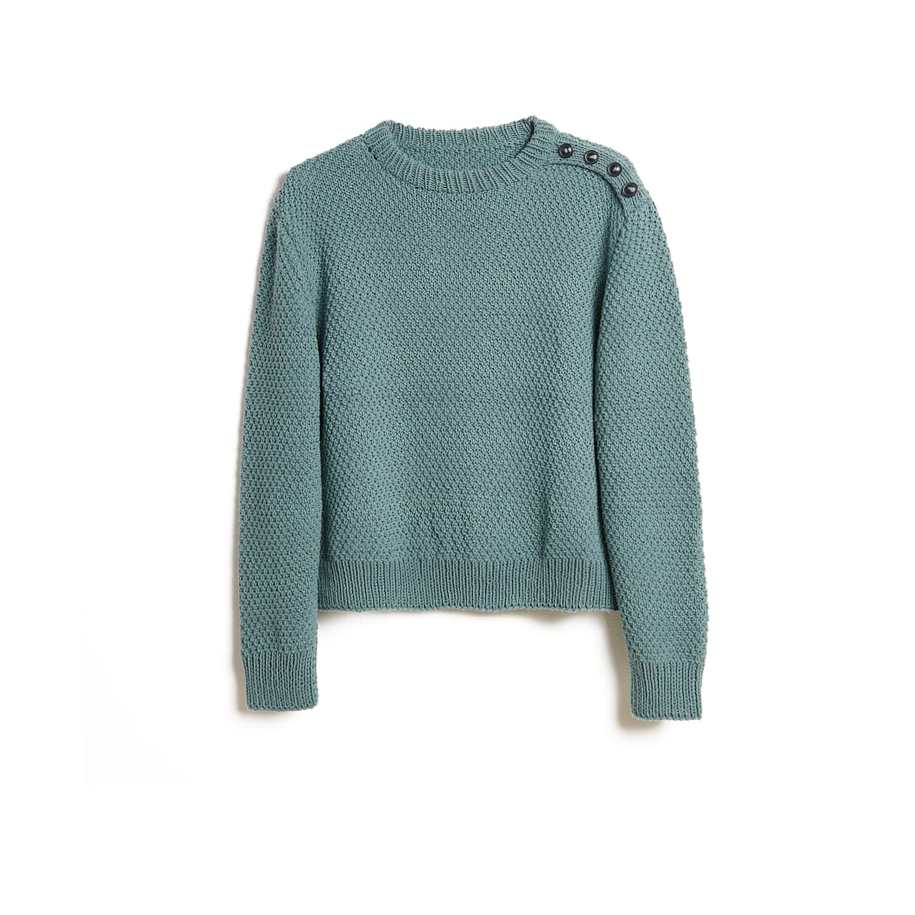 Gestrickter Pullover in Petrol