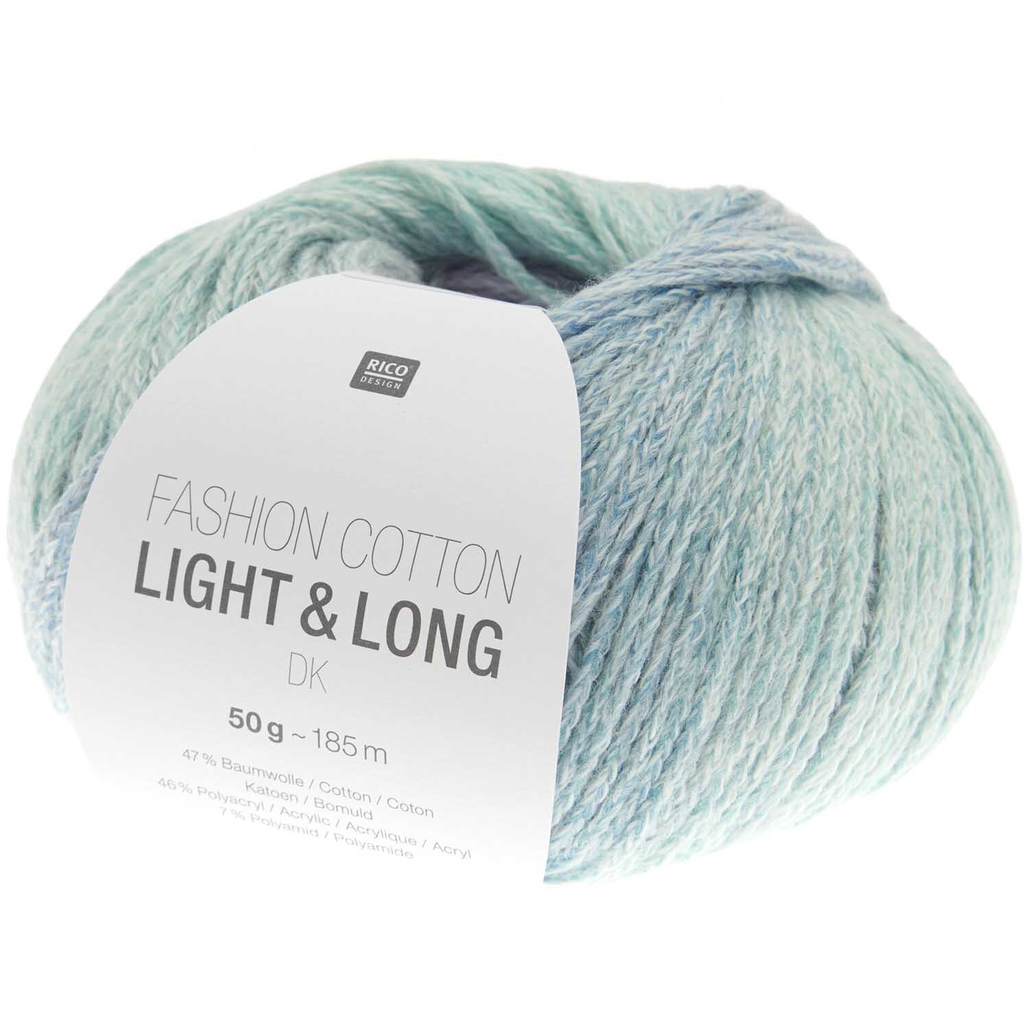 Fashion Cotton Light & Long dk Häkelset Kimono-Jacke in Ocean von Rico Design, 50g Garnknäuel.