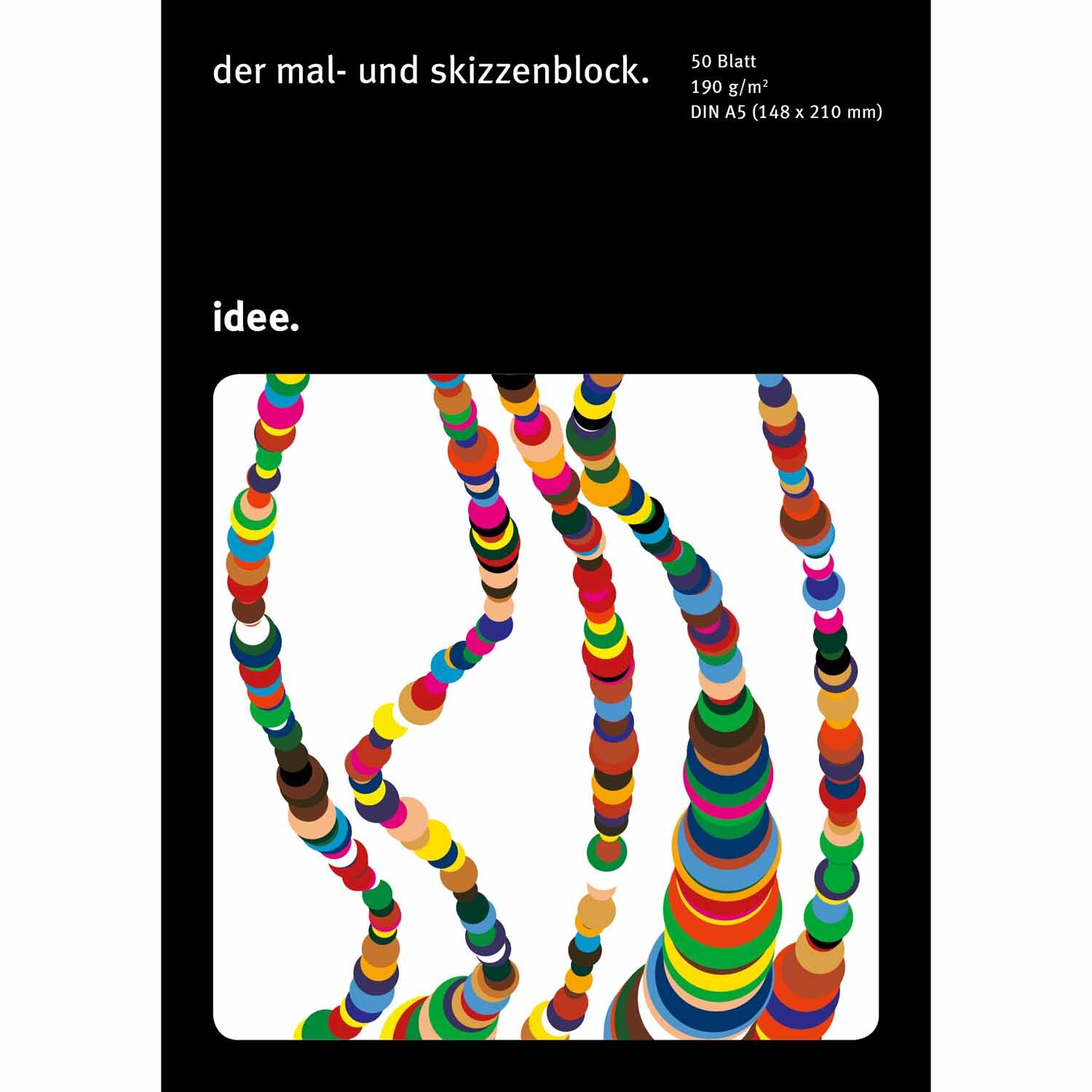 Skizzenblock 190g/m² 50 Blatt von Hahnemühle mit buntem, abstraktem Design auf dem Cover.