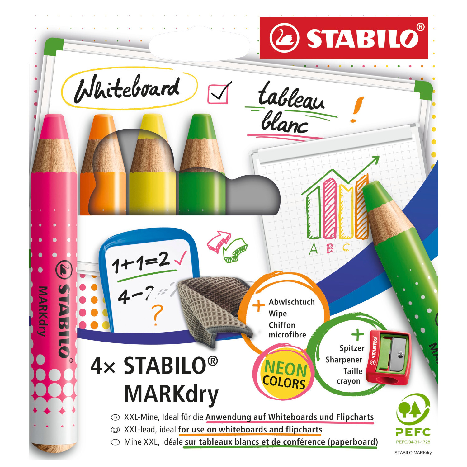 Markdry Neon Set inkl. Spitzer und Tuch von STABILO International 