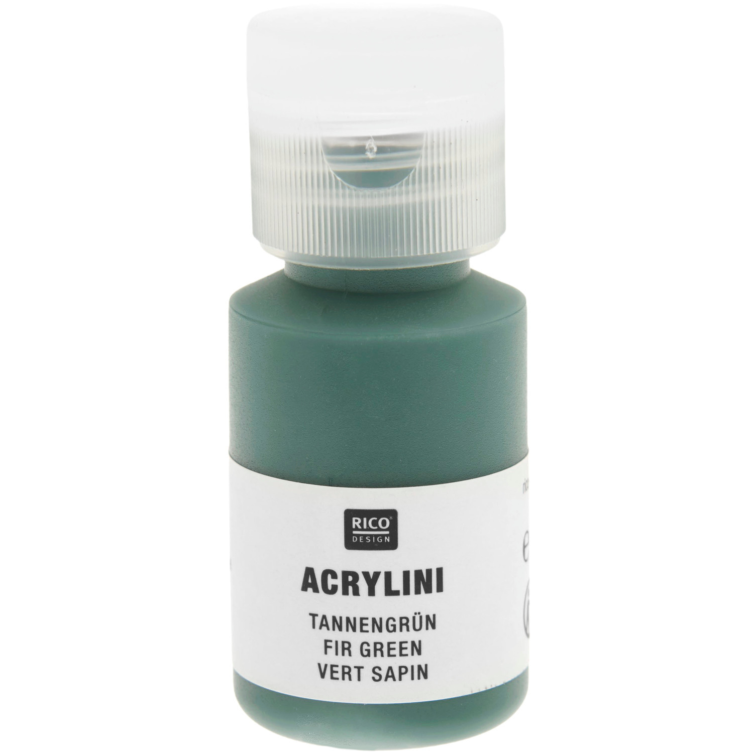 Acrylini Acrylfarbe in Tannengrün von Rico Design, 22ml Flasche, ideal für kreative Projekte.