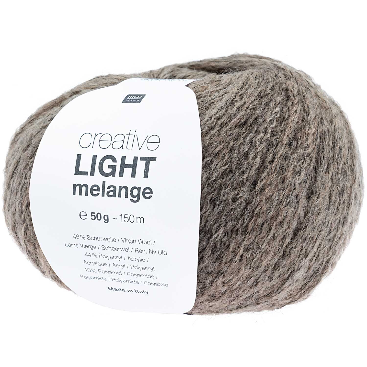Creative Light Melange: Weiches Garnknäuel in Natur Mix von Rico Design, ideal für Strickprojekte.