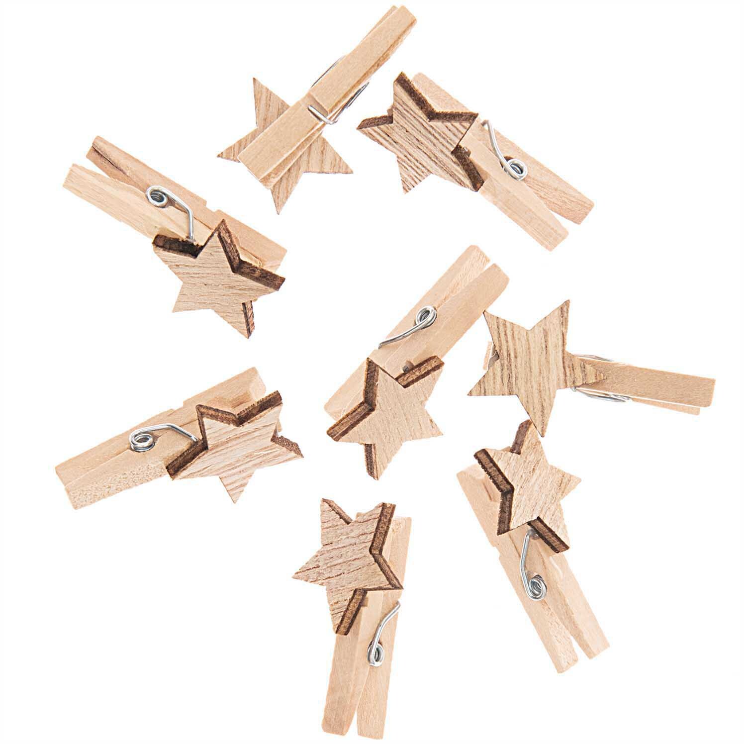 Dekoklammern Stern natur 3cm 8 Stück von Rico Design