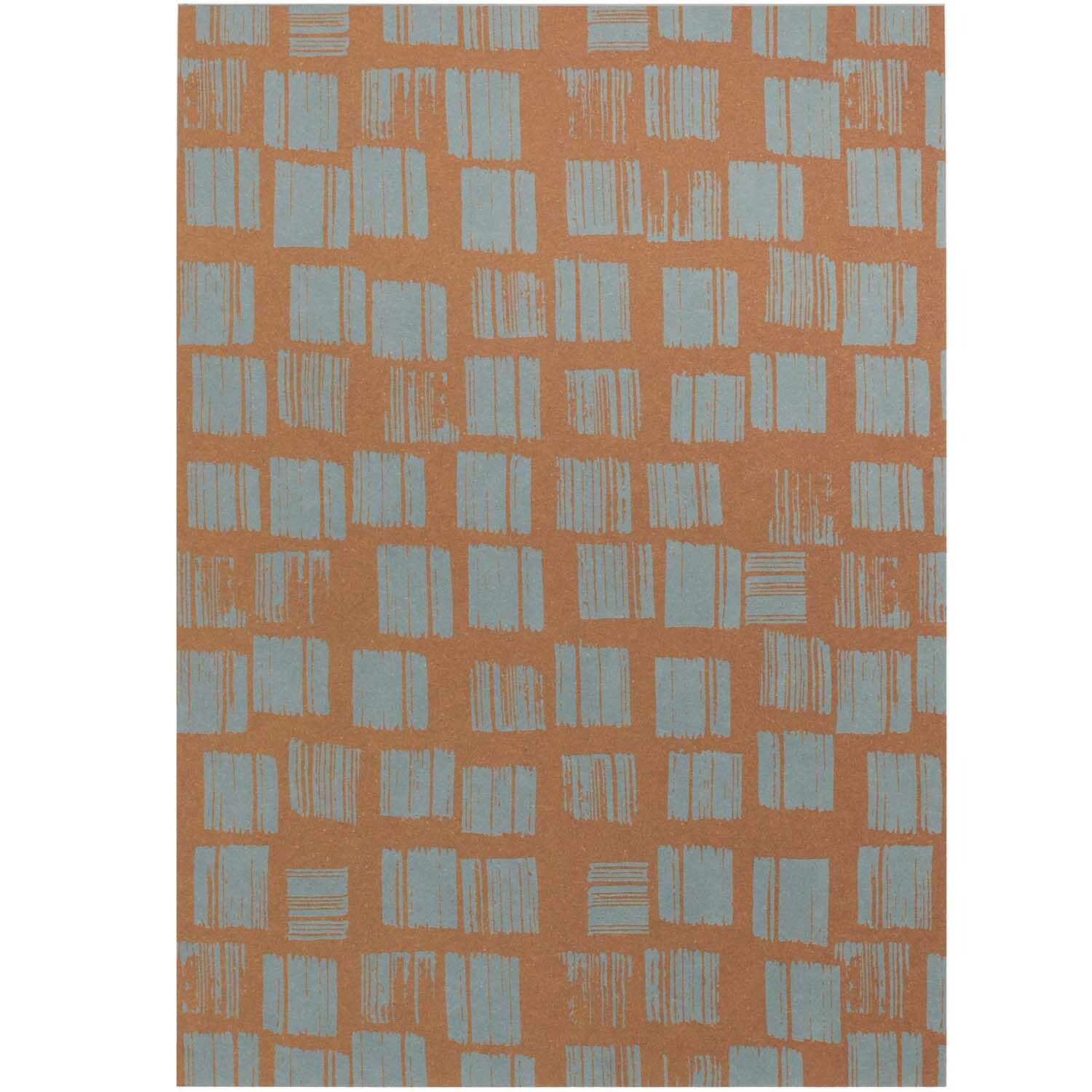 Paper Poetry Postkartenblock Struktur mit 15 Karten von Rico Design. Geometrisches Muster in Blau auf braunem Hintergrund. Ideal für kreative Projekte.