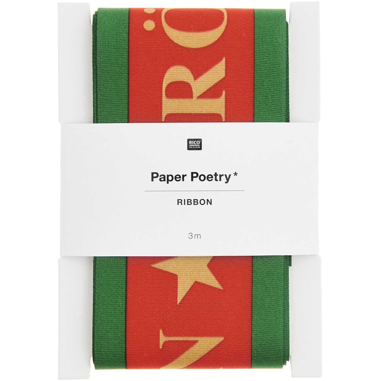 Paper Poetry Taftband Fröhliche Weihnachten 58mm 3m von Rico Design