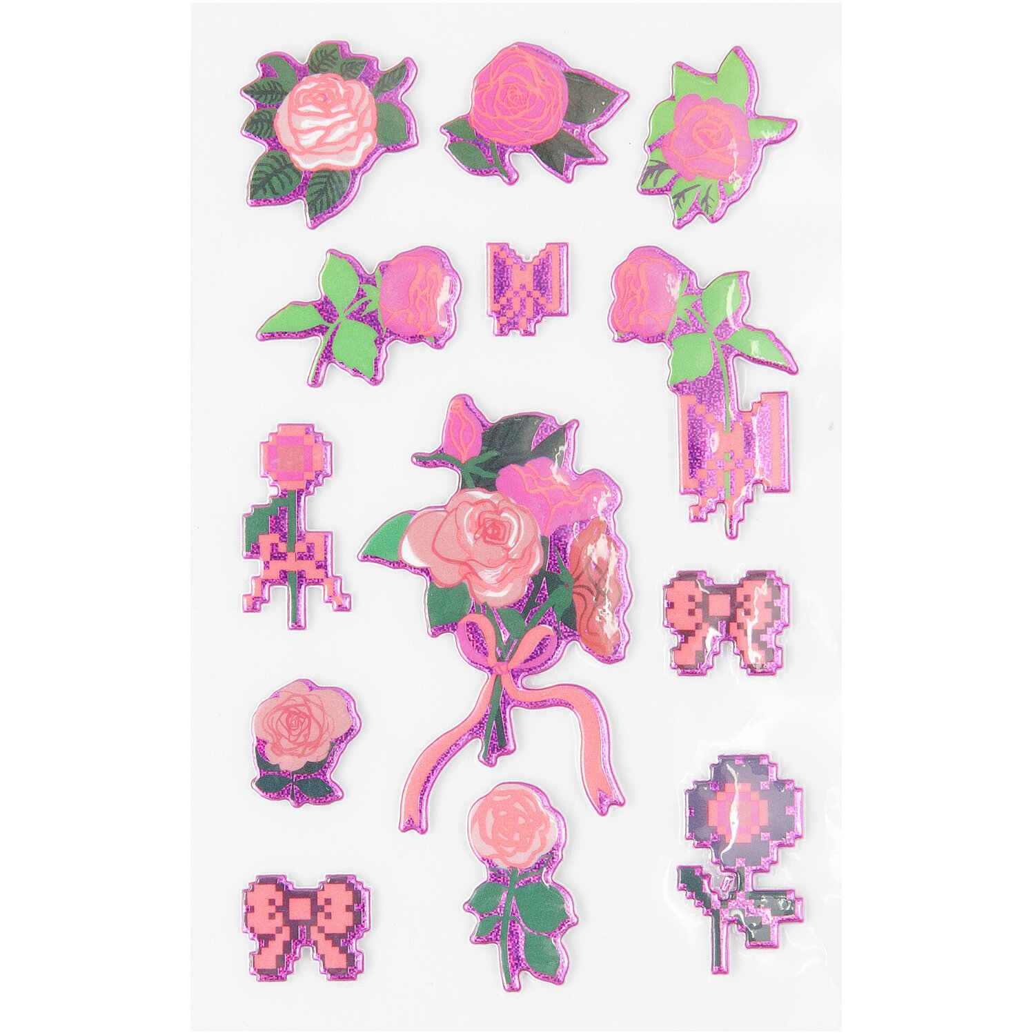 Paper Poetry Puffy Sticker La Vie en Rose zeigt ein Blatt mit detailreichen Rosenmotiven von Rico Design.