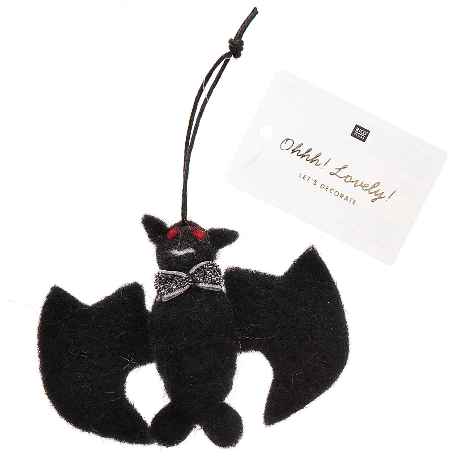 Fledermaus handgefilzt schwarz 9,5x7,5cm von Rico Design