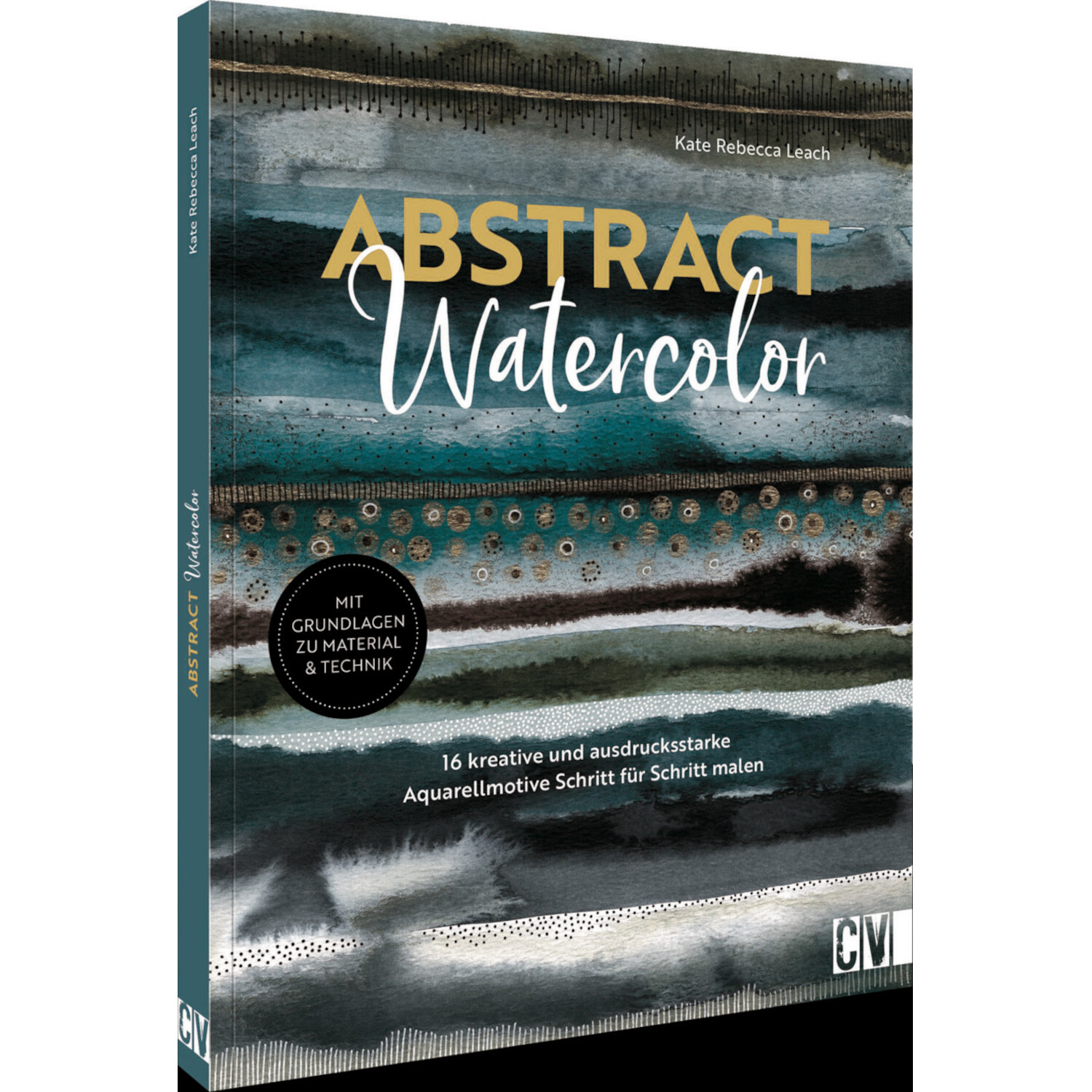 Abstract Watercolor: Buchcover mit blauen und goldenen Aquarellmustern, veröffentlicht von Christophorus Verlag.