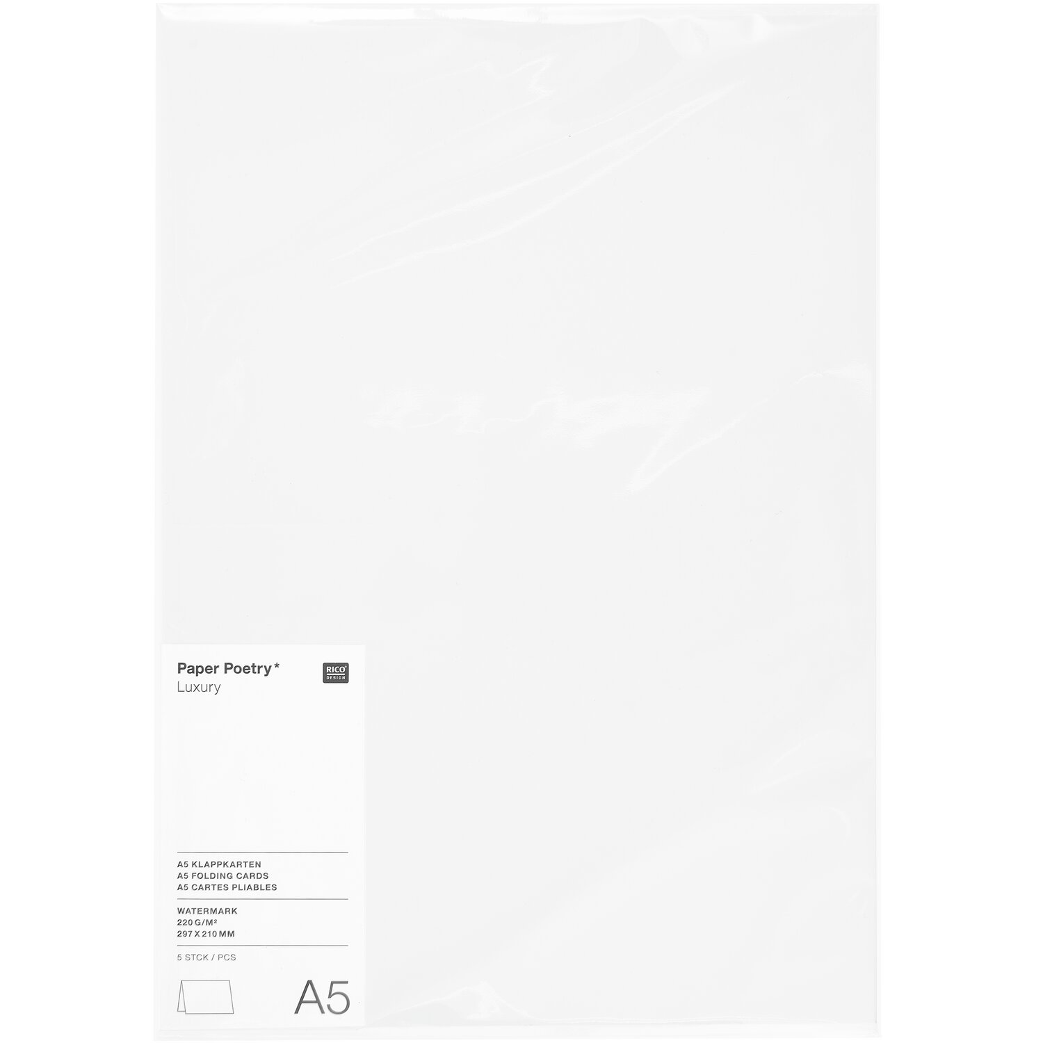 Paper Poerty Luxury Karten A5 5 Stück Farbe Weiß von Rico Design