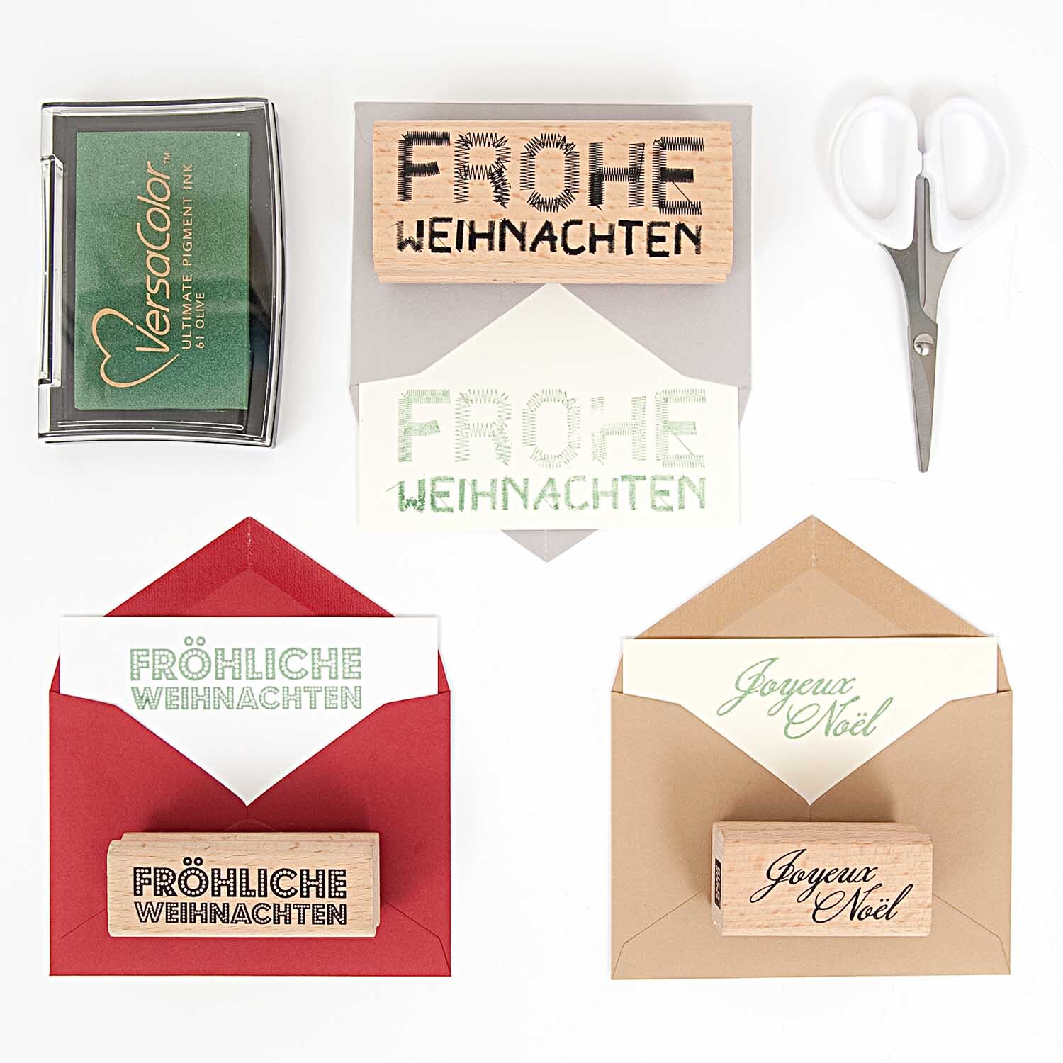 Stempel Frohe Weihnachten genäht 9x3,5cm von Rico Design