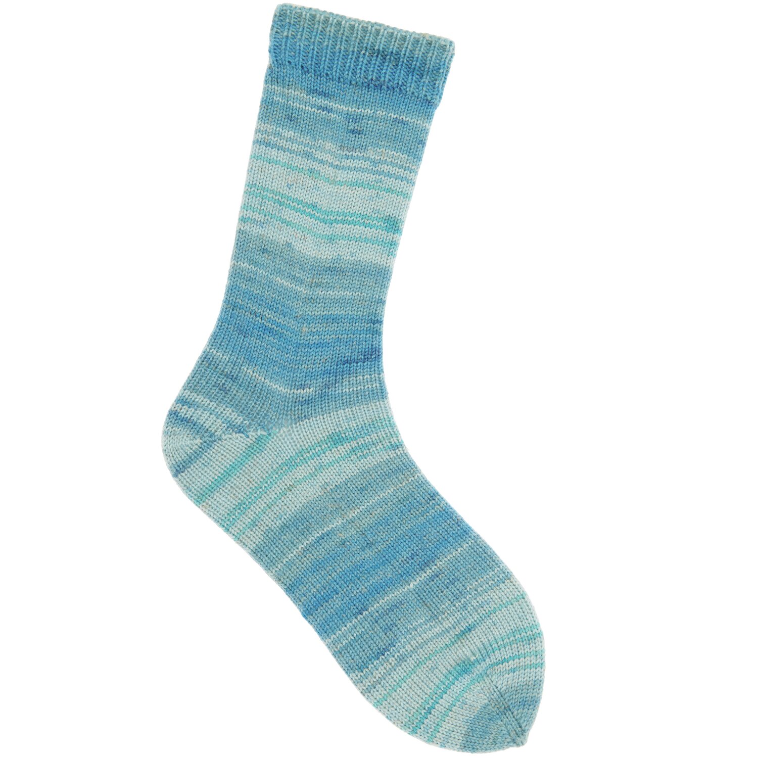 Superba Merino + Linen + Silk 4fädig: Weiche, blaue Socke von Rico Design, gestrickt aus hochwertigem Garn.