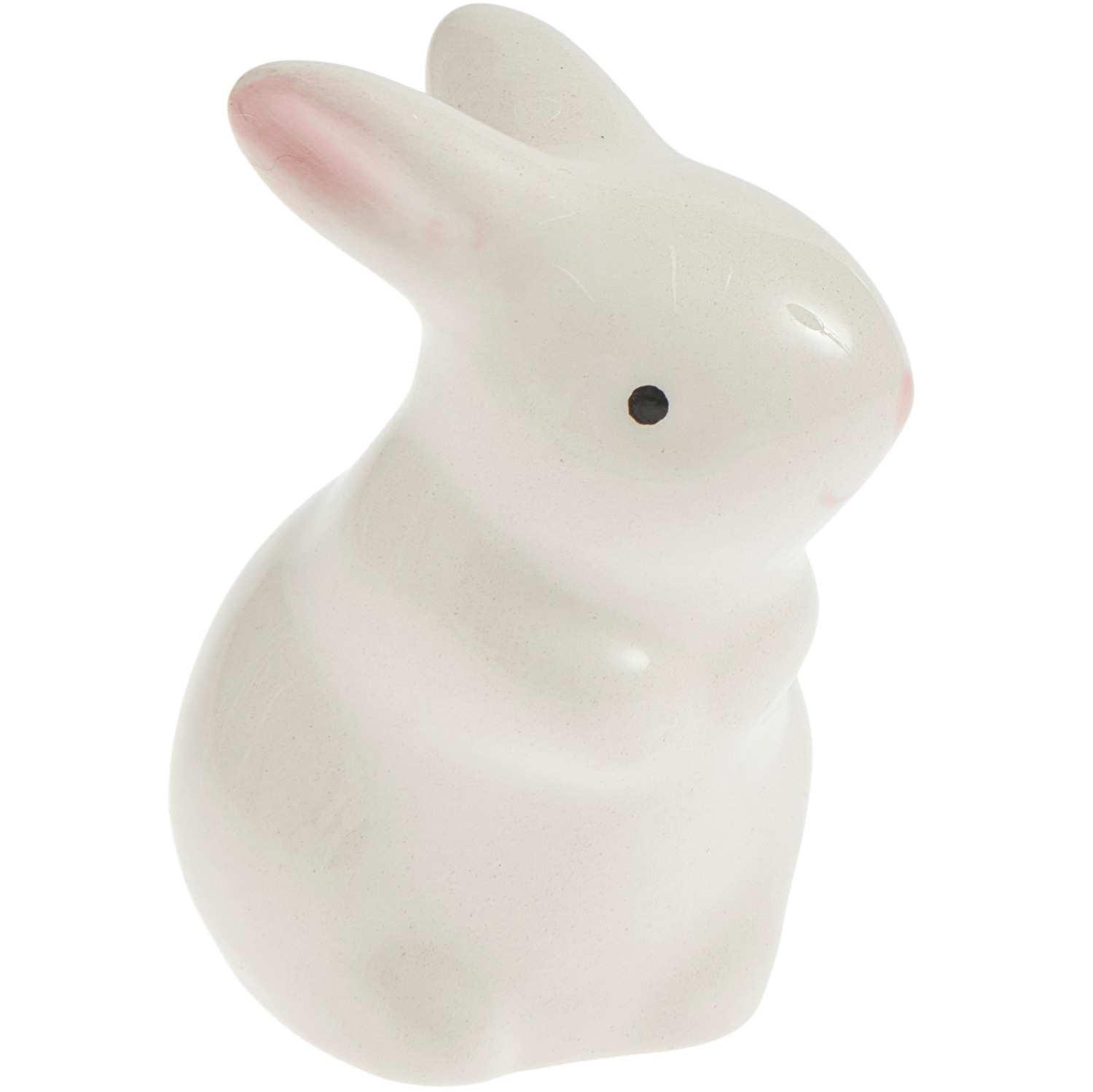 Keramik Hase stehend rechts weiß, 4,8x2,8x3,3cm. Niedliche Dekofigur von Rico Design in sanftem Weißton. Ideal für Osterdekorationen.