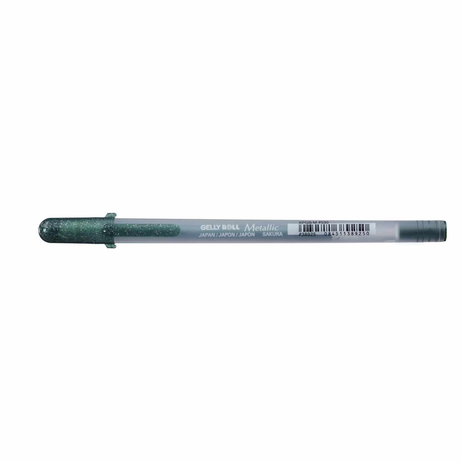 Gelly Roll Metallic Gelstift in Jäger Grün von SAKURA, ideal für kreative Projekte und Kunstwerke.