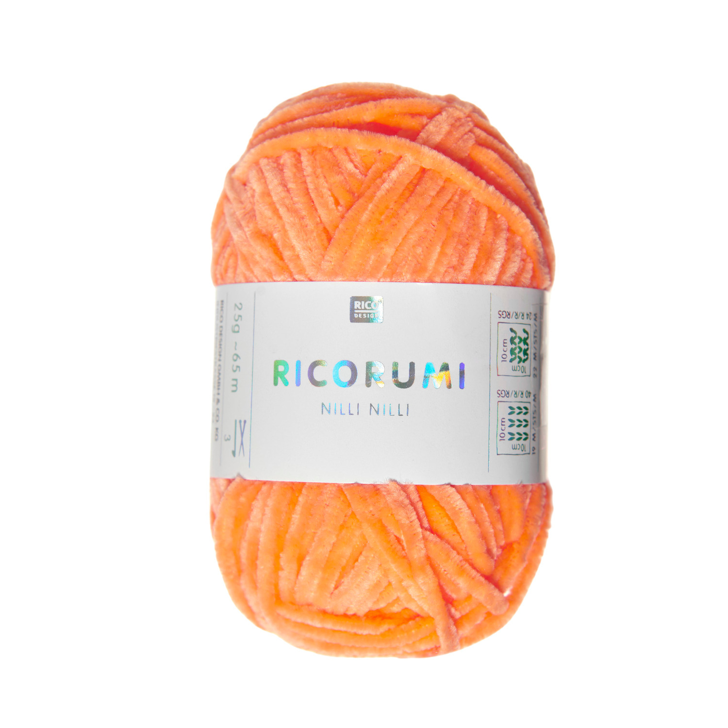 Ricorumi Nilli Nilli: Weiches Garn in Neon Orange von Rico Design, ideal für kreative Häkelprojekte.