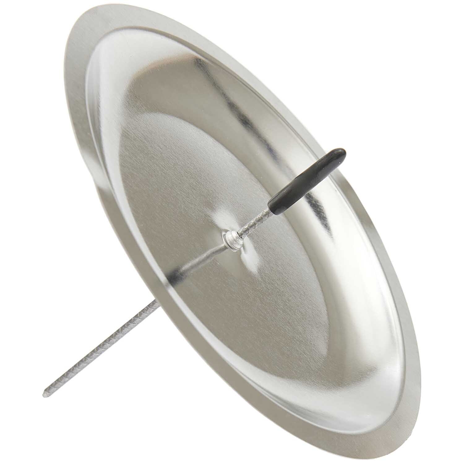 Adventskranzstecker silber 10cm 4 Stück: Ein silberner Metallstecker mit Griff, ideal für Adventskränze.