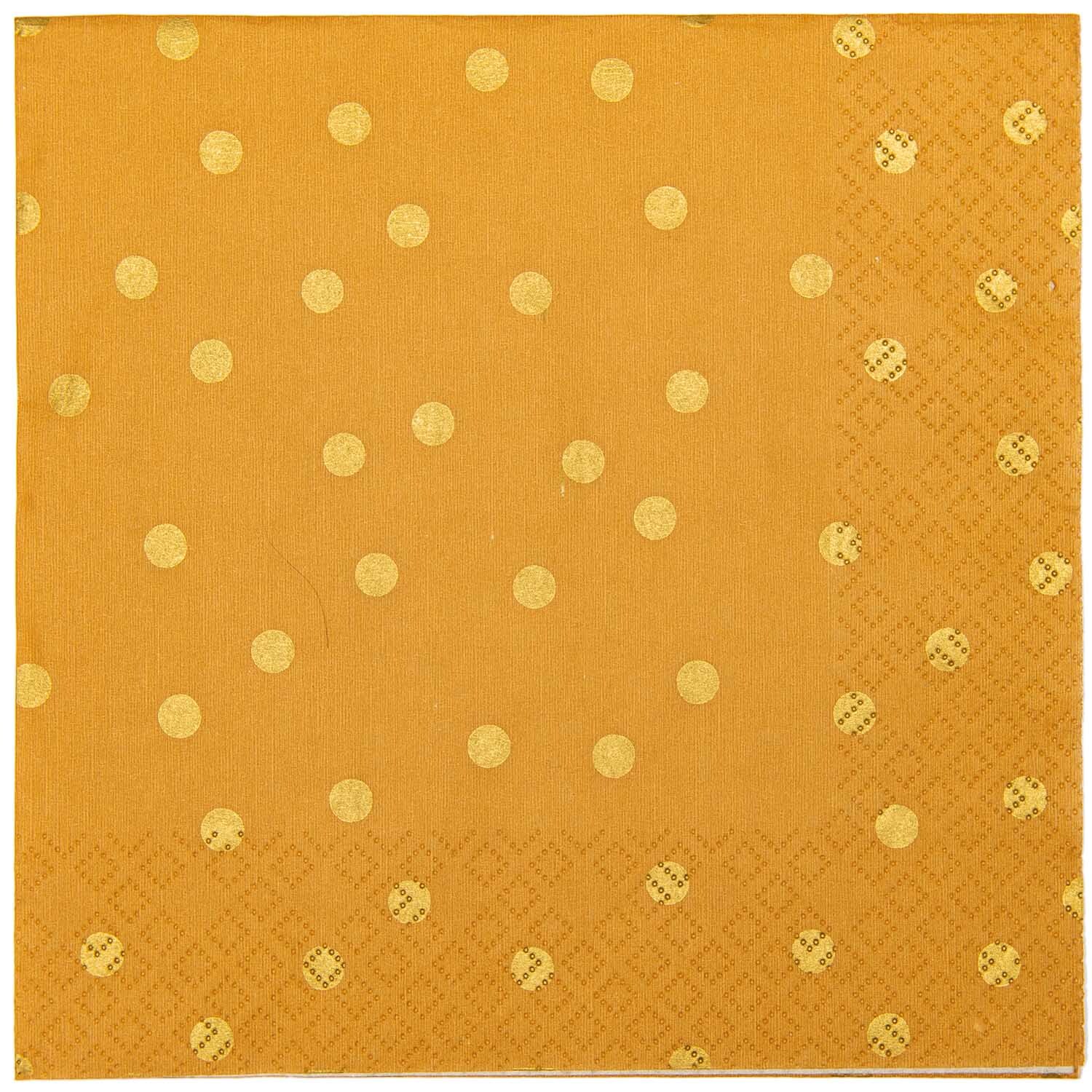 Servietten Punkte senf 33x33cm 20 Stück von Rico Design in Gelb mit dekorativem Punktmuster. Ideal für festliche Anlässe und stilvolle Tischdekoration.