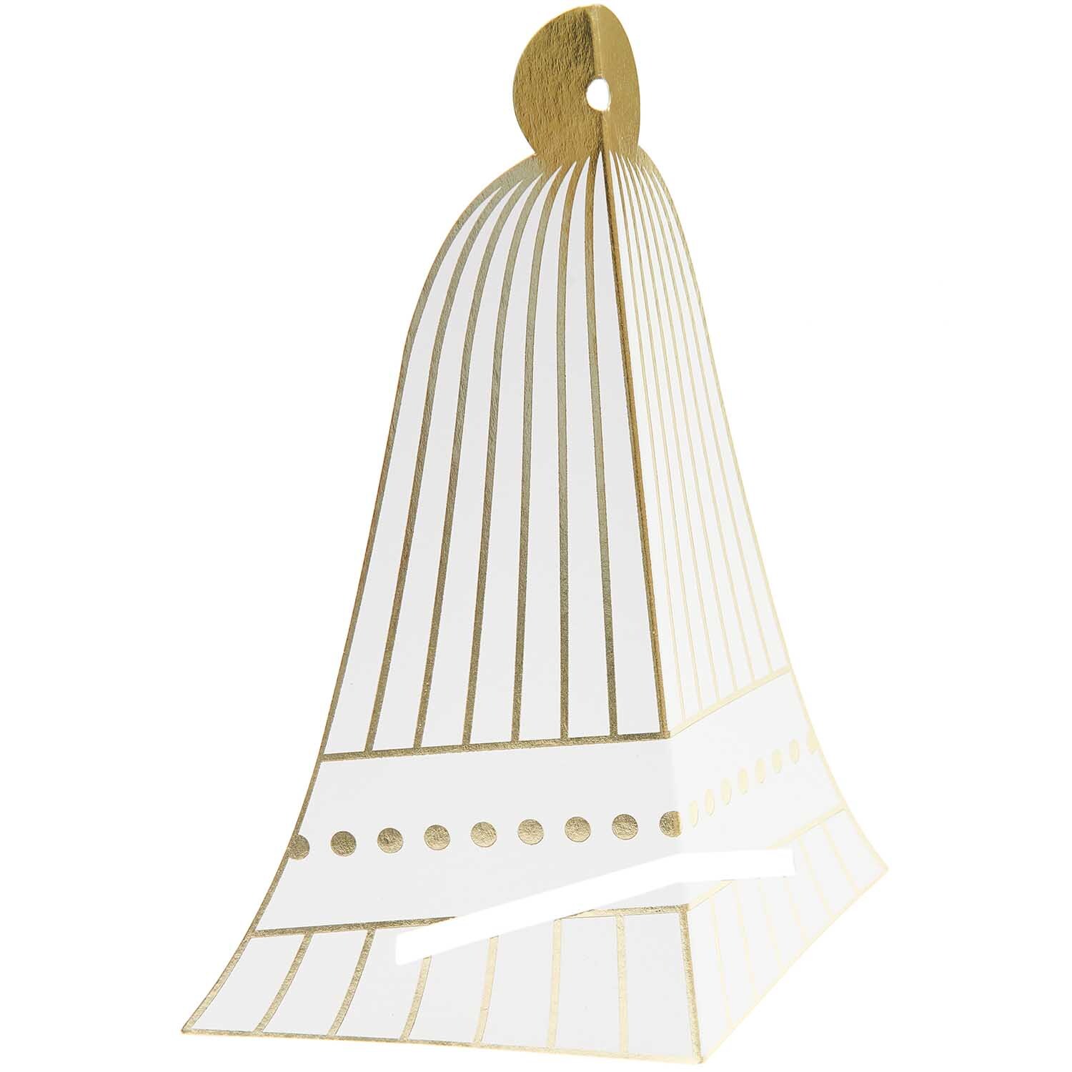 Paper Poetry Serviettenhalter Glocke von Rico Design in Weiß und Gold, elegant und dekorativ. Ideal für festliche Anlässe, 18,3x17cm, 6 Stück.