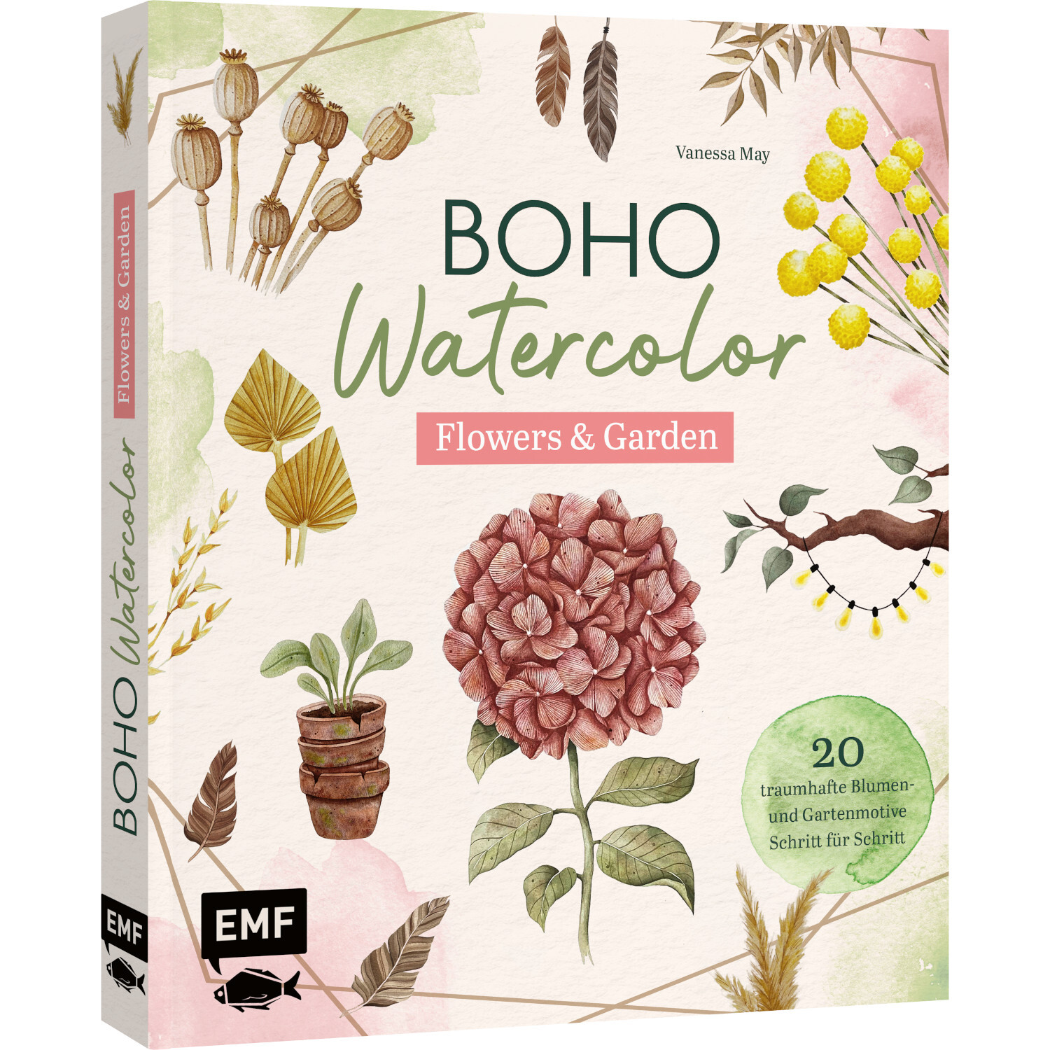 Boho Watercolor Flowers & Garden: Ein Buch mit Aquarellblumen und Gartenmotiven, verlegt von EMF.