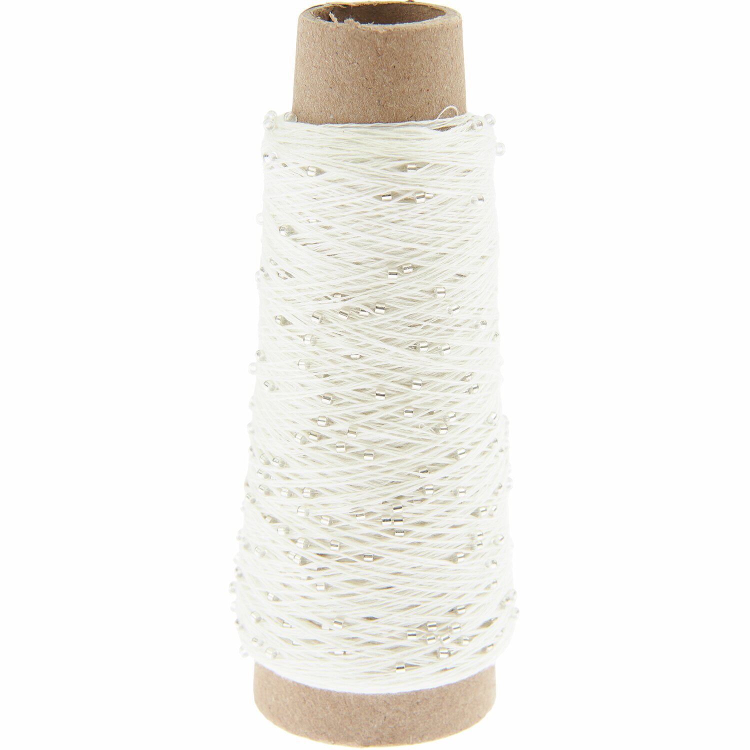 Creative Make It Perlchen, Kristall: Weißes Garn auf Pappspule, 25g 255m, ideal für kreative Projekte.