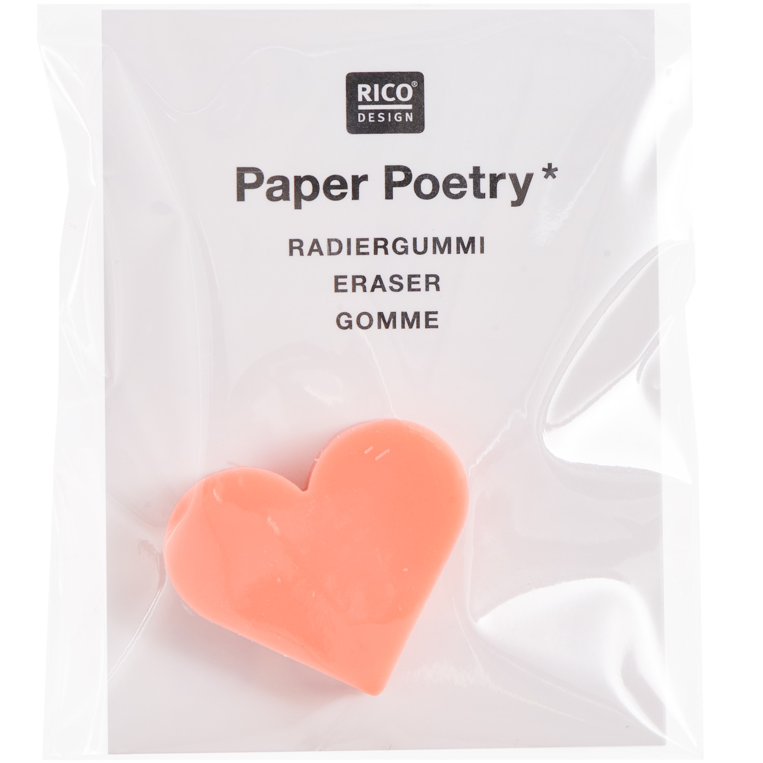 Paper Poetry Mini-Radiergummi Herz Neonrot  2,5x2,1x0,7cm von Rico Design