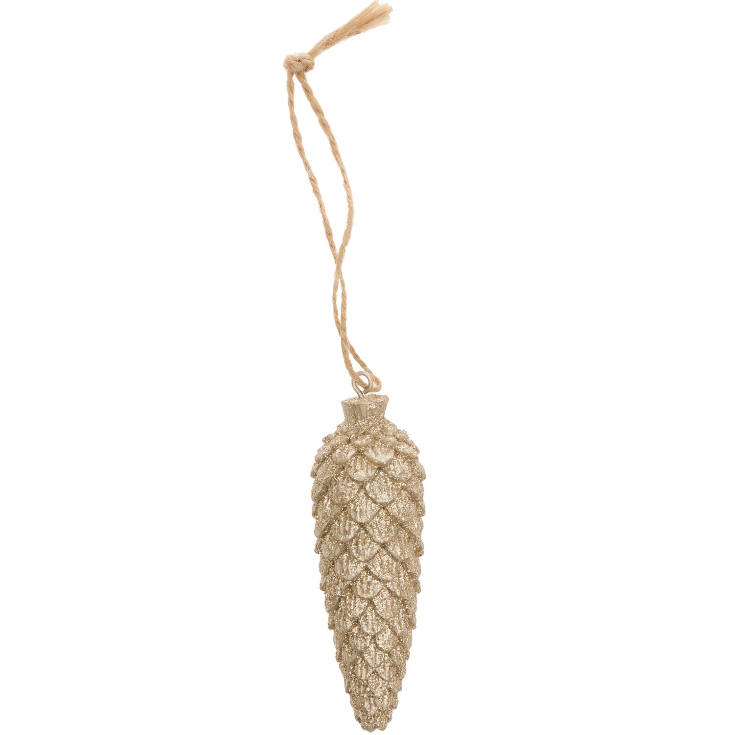 Hänger Zapfen aus Polyresin 3x8,5cm von Rico Design. Eleganter goldener Zapfen als Weihnachtsdekoration.