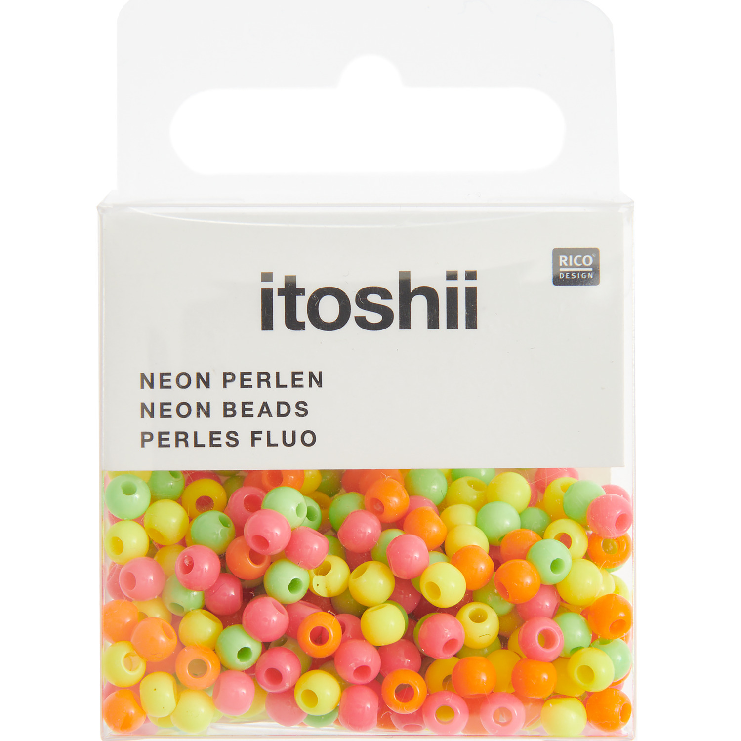 itoshii Kunststoffperlen neon Mix 4mm 300 Stück von Rico Design