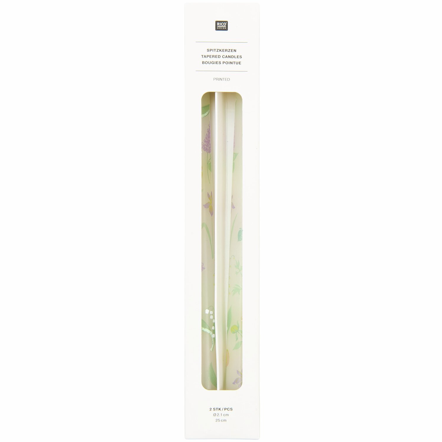Spitzkerze Frühlingsblumen Weiß 2 Stück von Rico Design