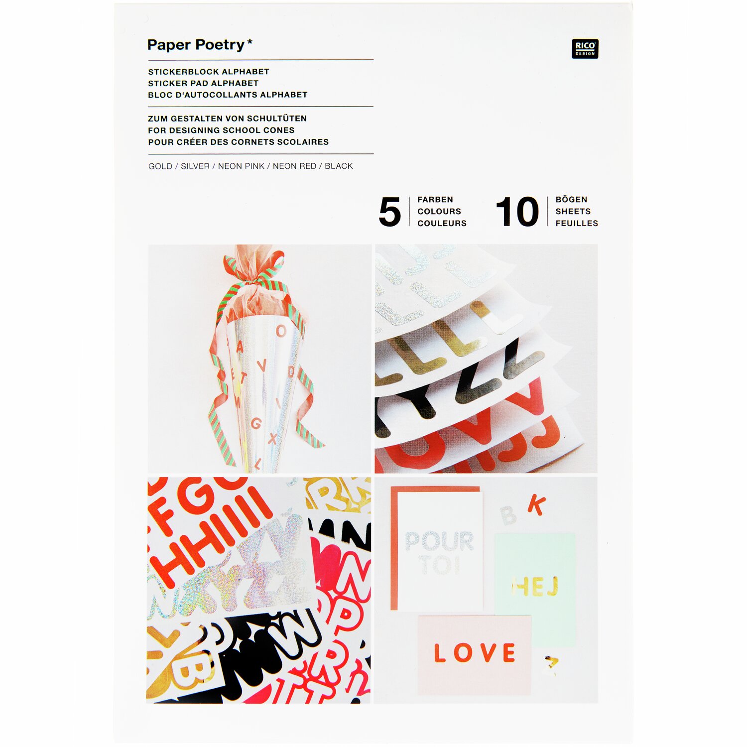 Paper Poetry Stickerblock Alphabet DIN A5 10 Blatt  von Rico Design