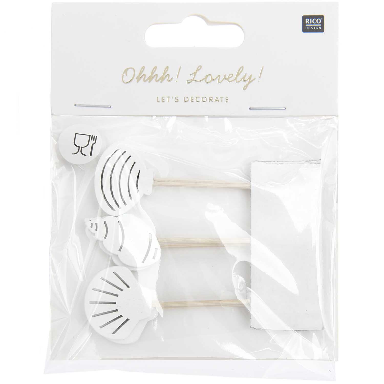 Deko-Picker Muschel Mix weiß 7,2-8cm 6 Stück von Rico Design