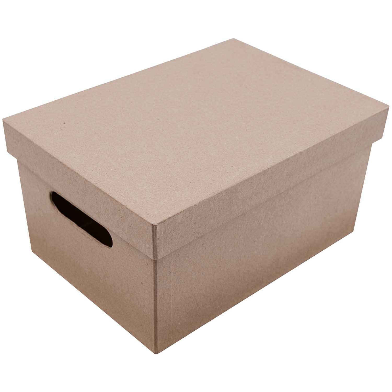 Stapelbox natur 35x25x17,5cm von Rico Design in Braun, ideal zum Aufbewahren und Stapeln. Rechteckige Form mit praktischem Griffloch.