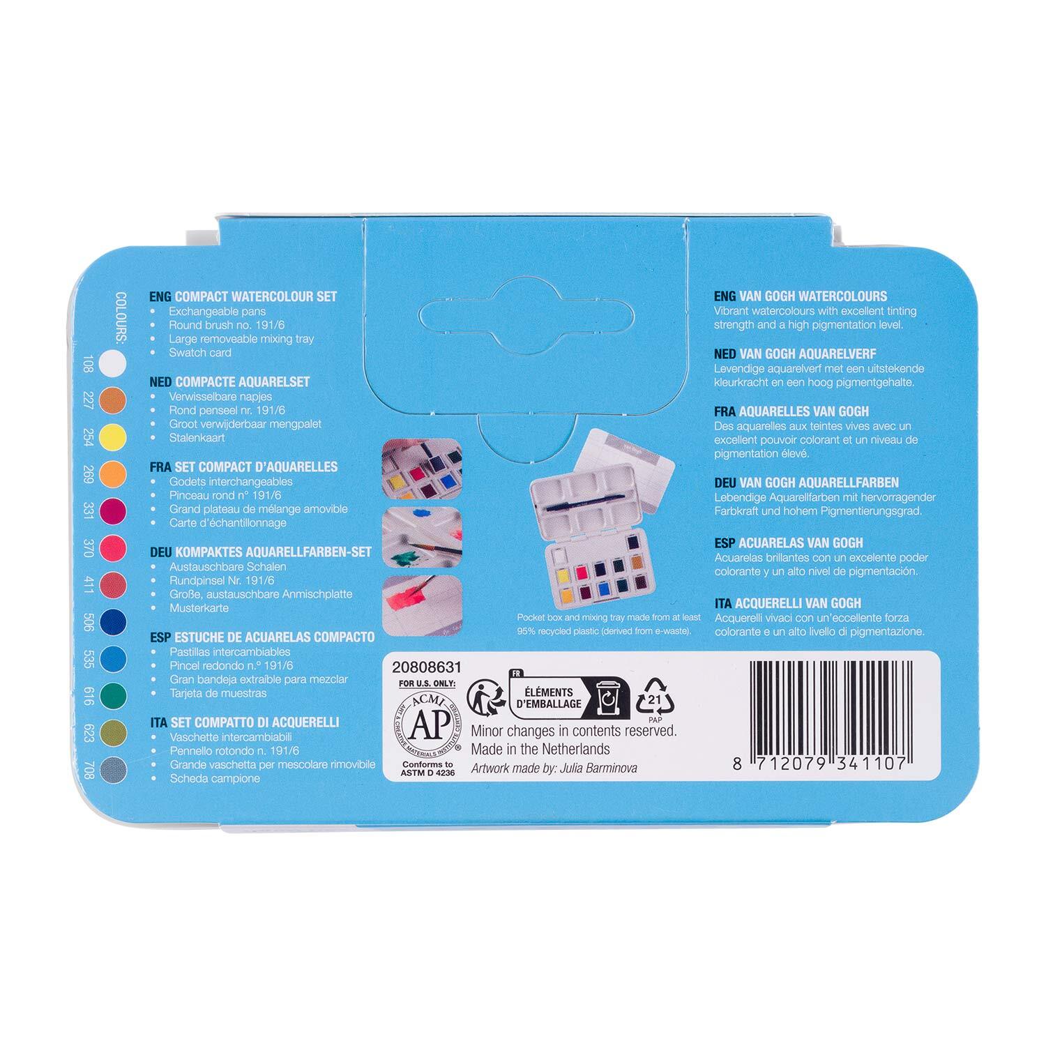 Aquarell Set mit Pinsel 12 Näpfchen Basic Colours von Royal Talens