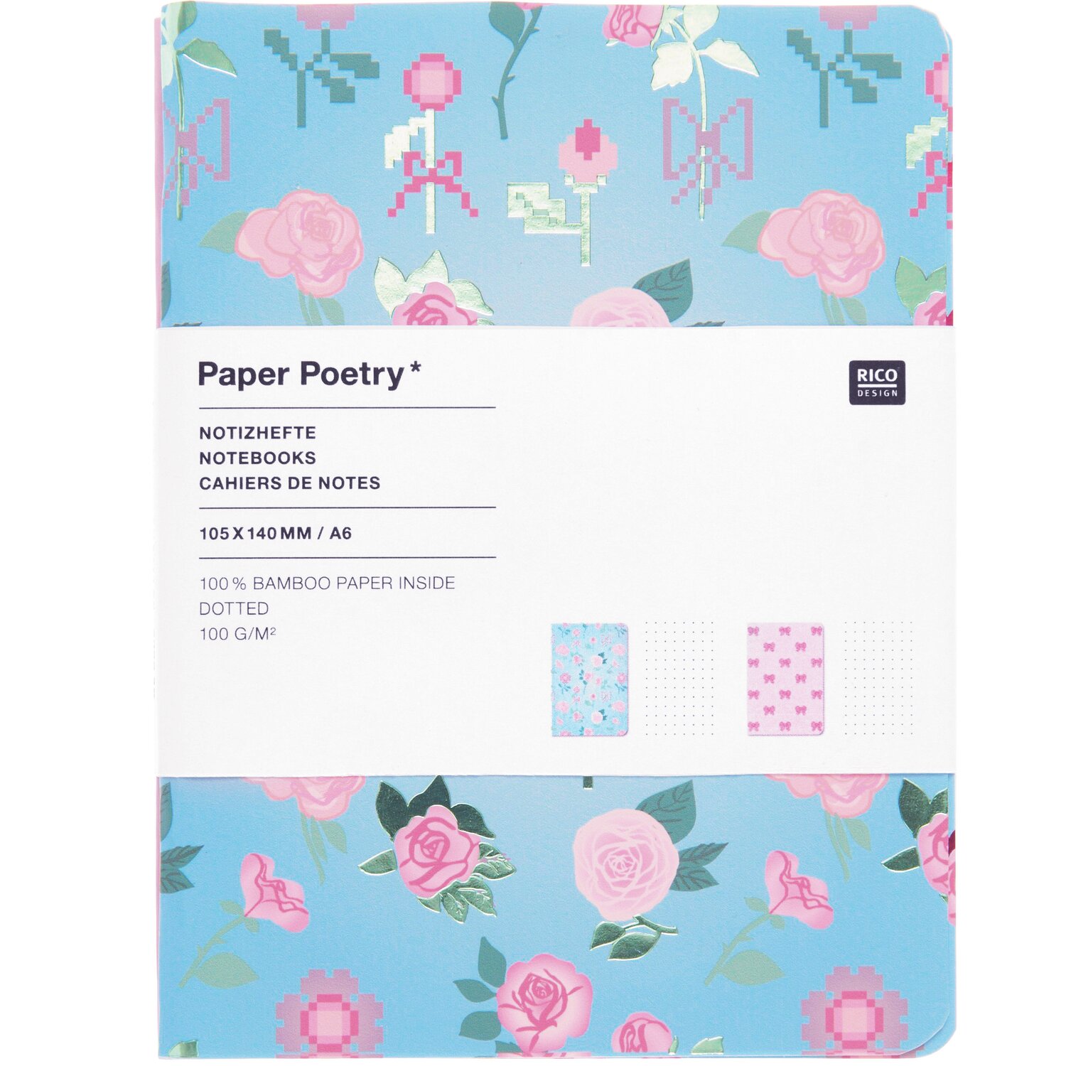 Paper Poetry Notizhefte La Vie en Rose DIN A6 2 Stück von Rico Design