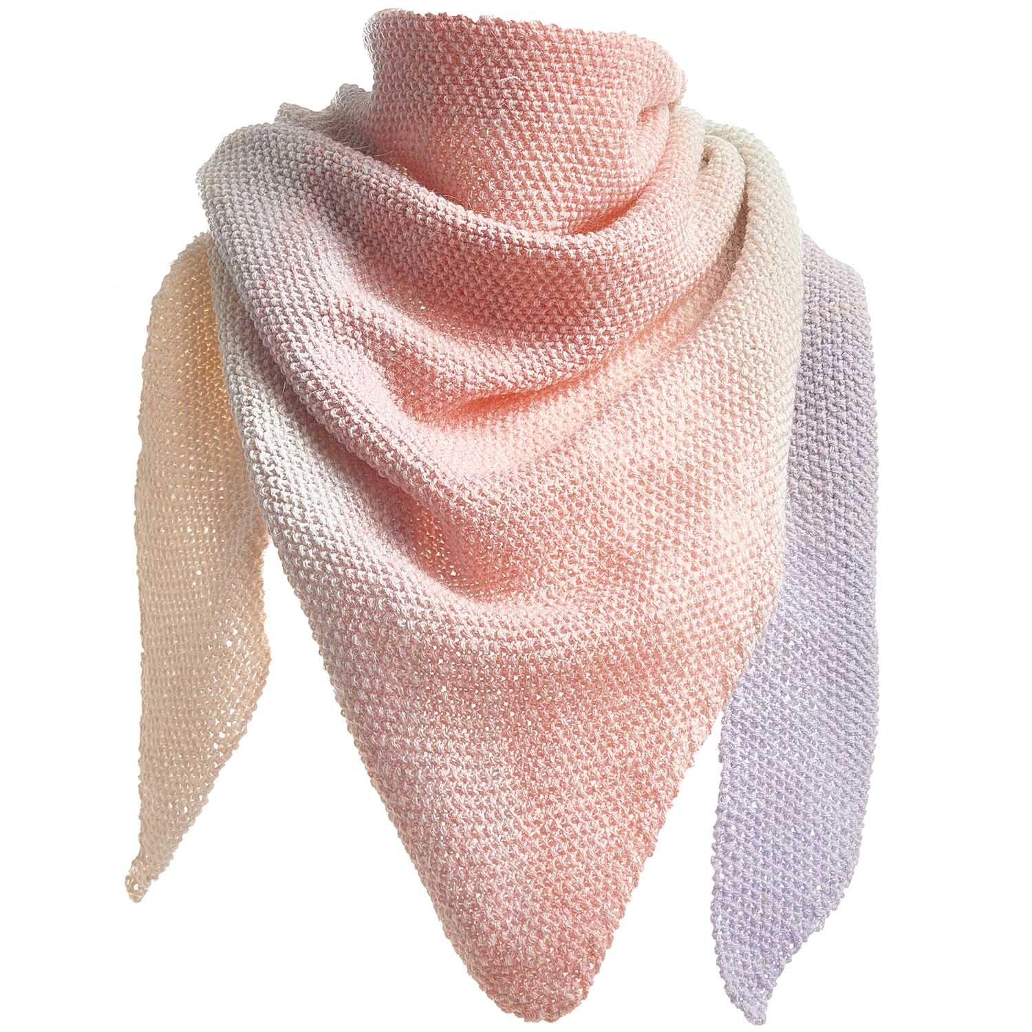 Creative Alpaca Dégradé Lucky 8: Dreieckstuch in sanften Pastelltönen, gestrickt aus hochwertigem Garn von Rico Design.