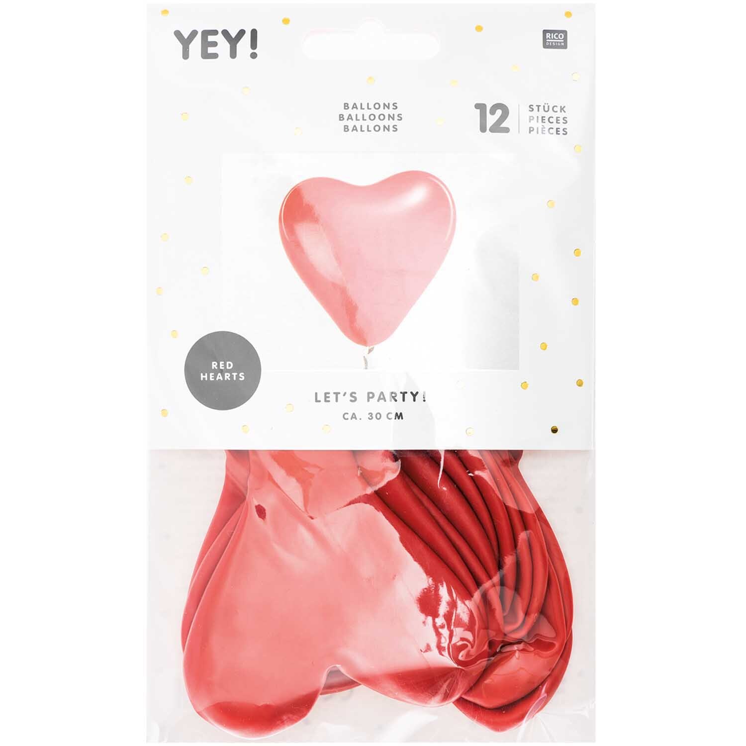 Luftballon Herz rot 30cm 12 Stück von Rico Design