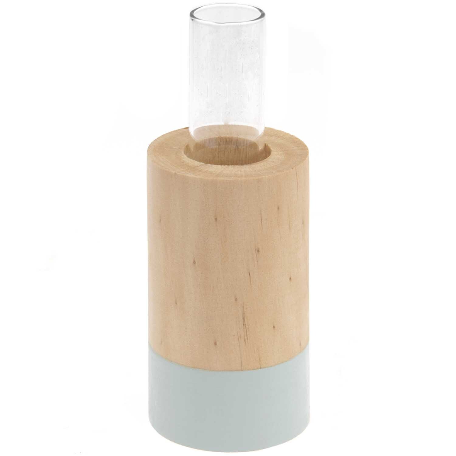 Holz Vase mit Reagenzglas Mint von Rico Design, 4x8cm. Elegantes Design mit mintfarbenem Akzent.