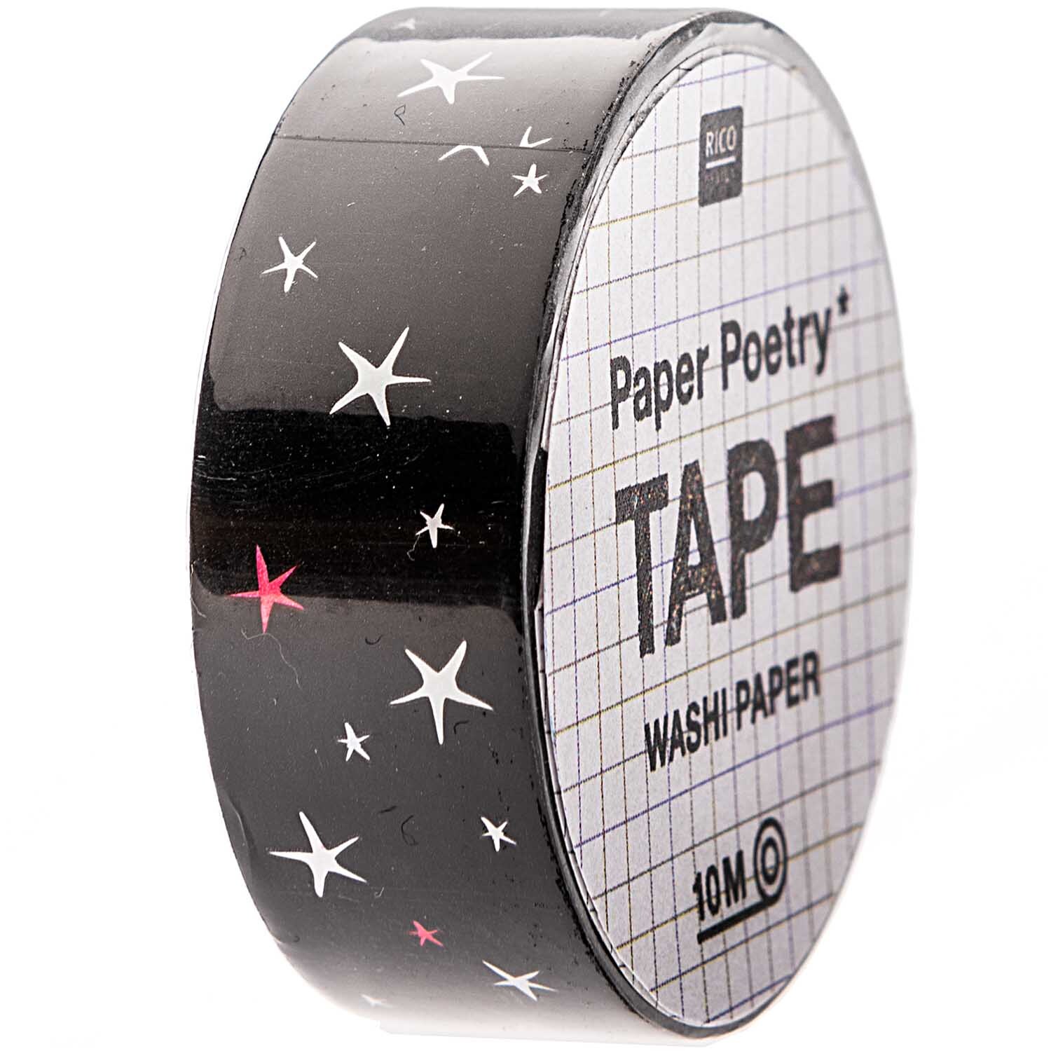 Paper Poetry Tape Sterne schwarz 15mm 10m von Rico Design